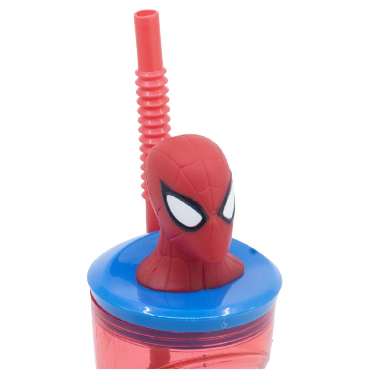 Spiderman Trinkflasche Spiderman Becher 3D Kindertrinkbecher 360ml mit Strohhalm Figurdeckel