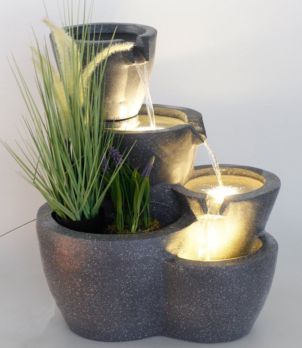 Arnusa Gartenbrunnen Zimmerbrunnen Botana WarmWeiß, 53,00 cm Breite