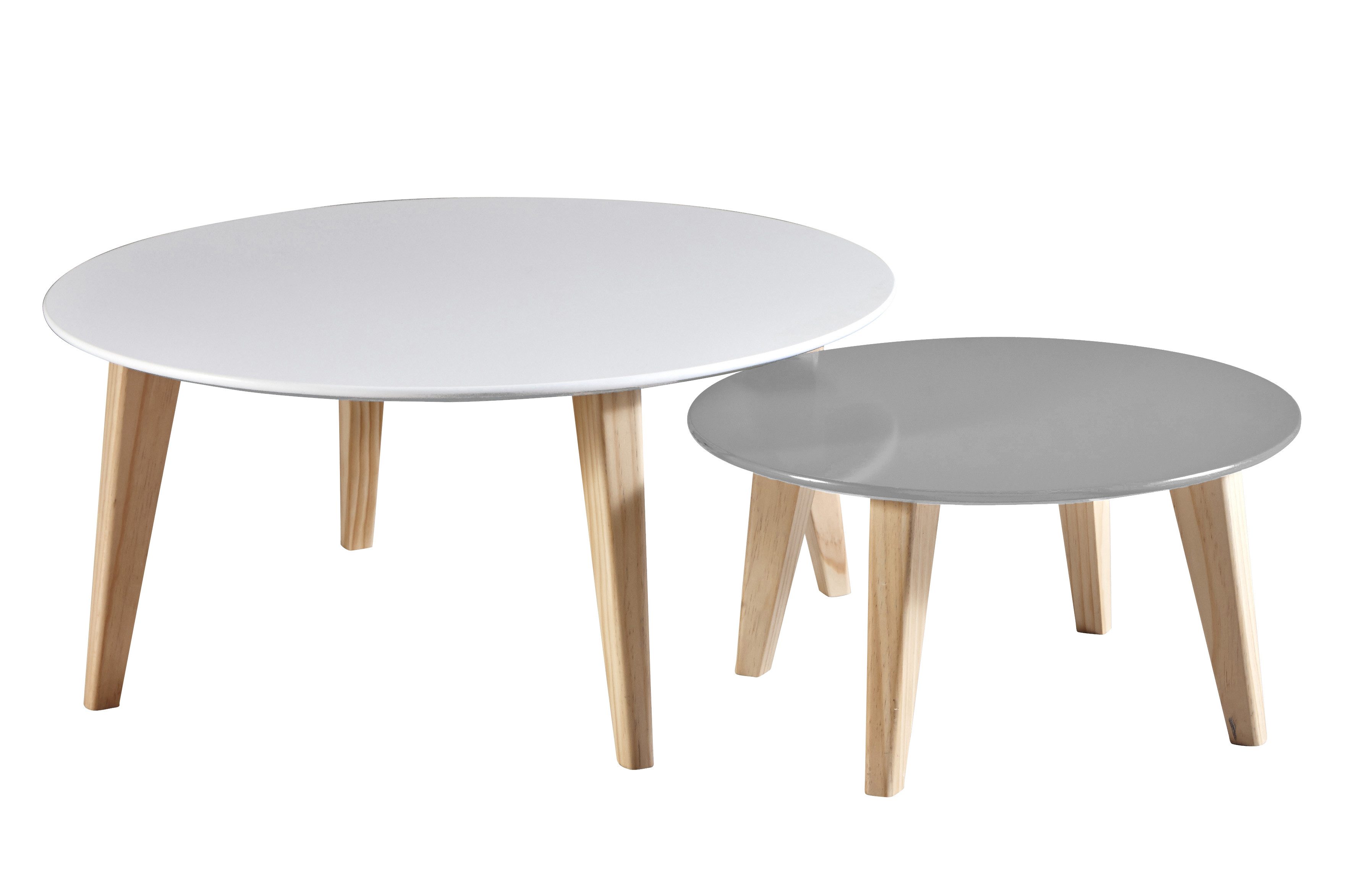 habeig Beistelltisch 2er-Set Tischset Wohnzimmertisch Kaffeetisch Tisch weiß grau, 2er Set bestehend aus einem großen und einem kleinerem Tisch