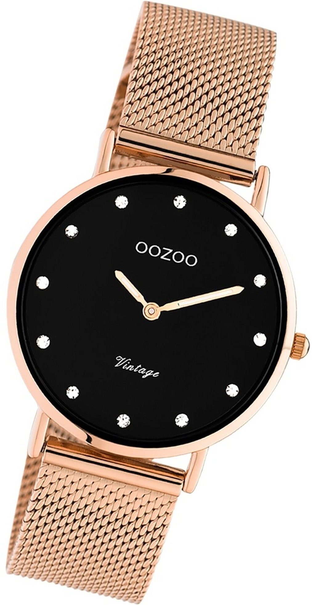 OOZOO Quarzuhr (ca. Edelstahl roségold, Oozoo rundes Damen, 20244 Herrenuhr Edelstahlarmband Gehäuse, Analog, 32mm) Uhr Unisex