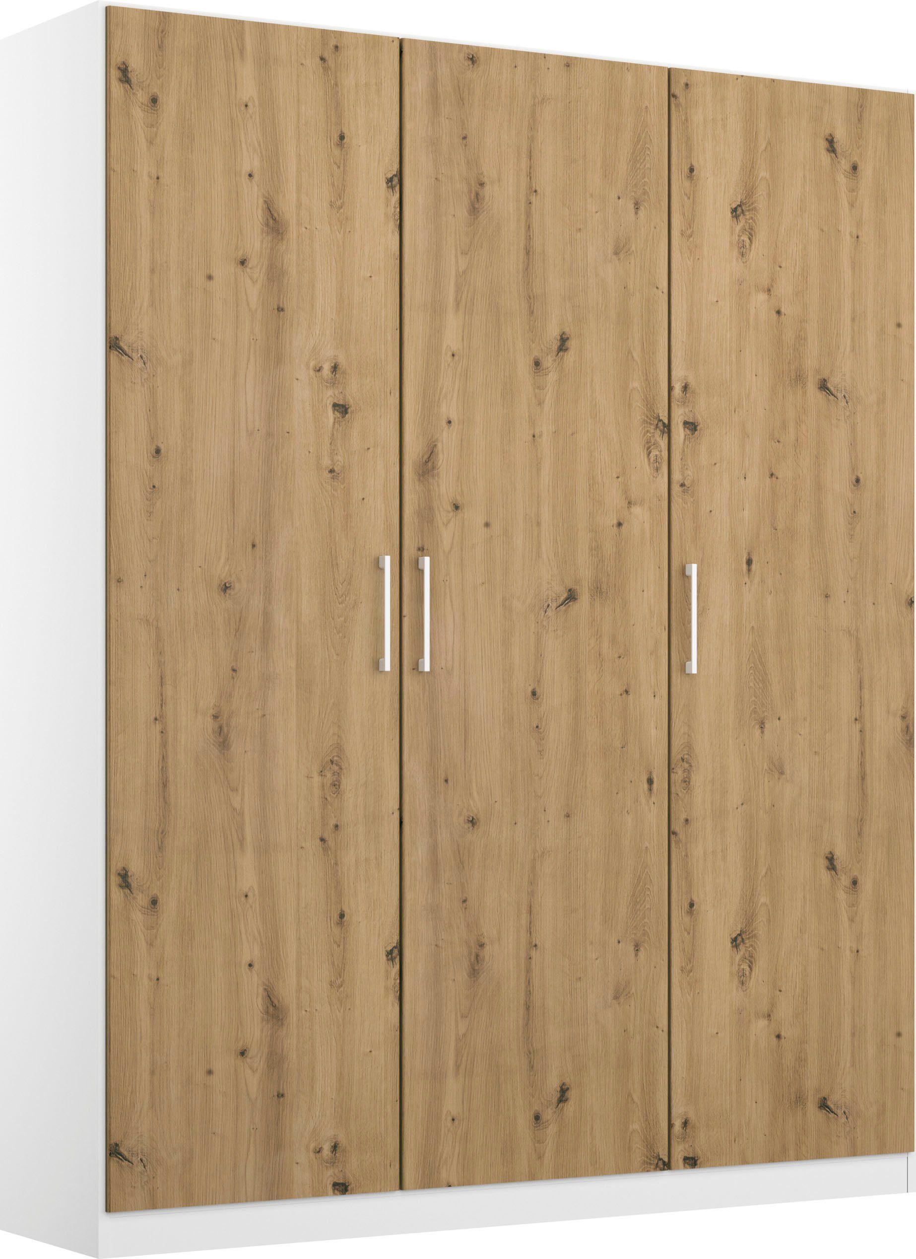 rauch Drehtürenschrank Kleiderschrank Schrank Garderobe Wäscheschrank COSMO mit zusätzlichen Einlegeböden, Metallgriffe in Weiß MADE IN GERMANY