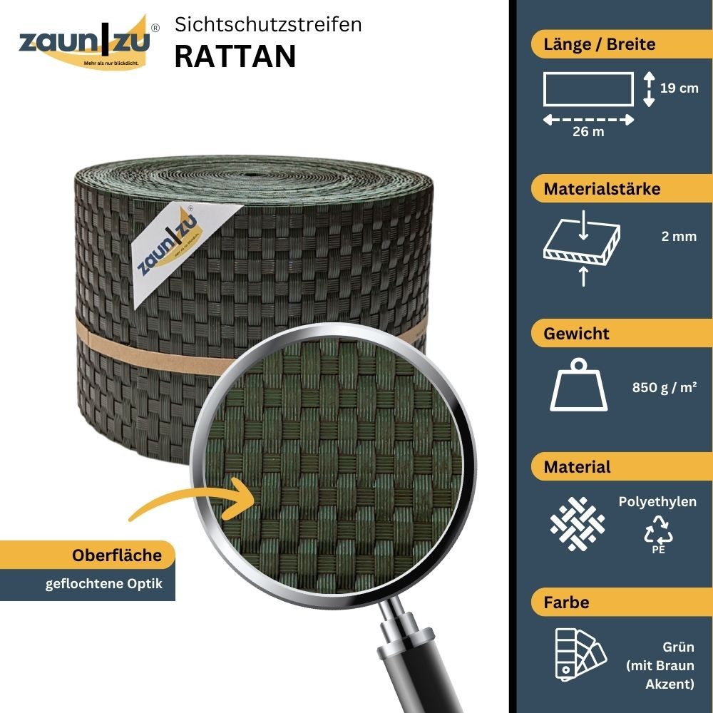 zaunzu Sichtschutzstreifen Rattan PE für Doppelstabmatten günstig online kaufen