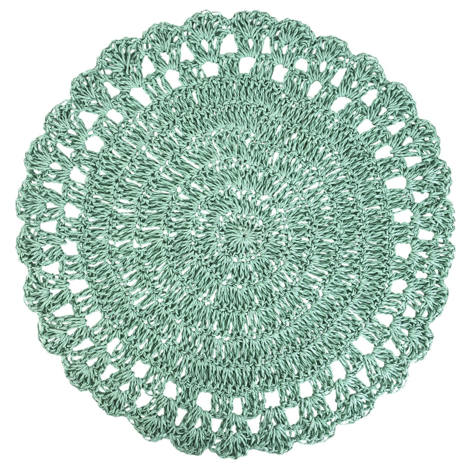Macosa Home Platzset Tischset 2 Stk. Altrosa od. Grün 38 cm rund Raffia, (Rosa Mint, 2-St., Tischmatte Platzmatte Tischunterlage Platzdeckchen), Platzsets Häkel-Design Tischdeko