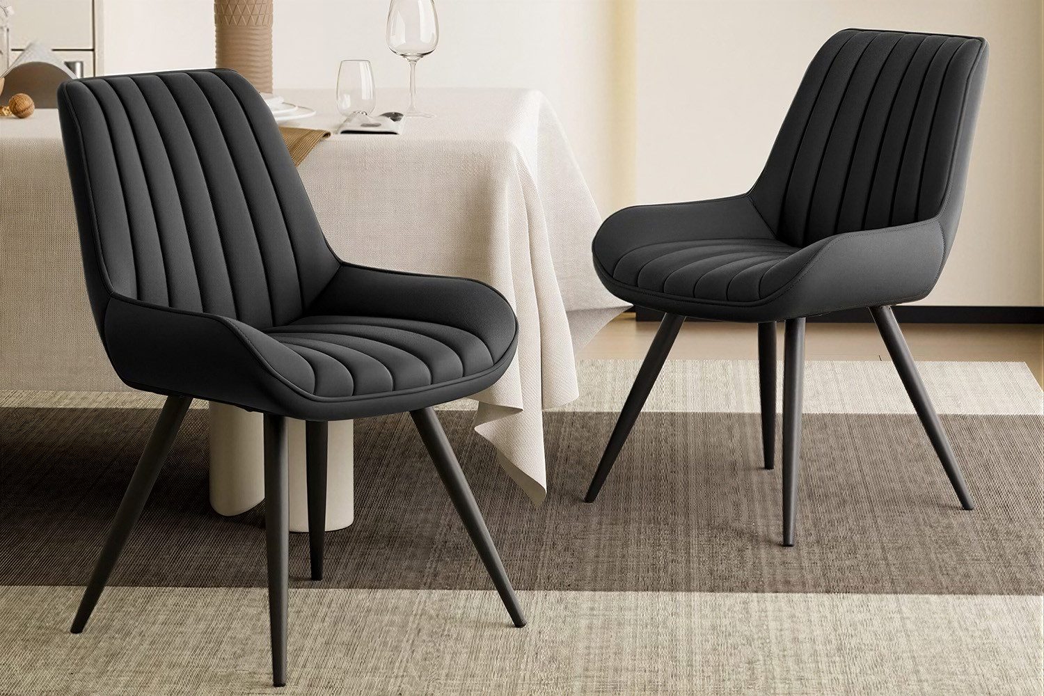 HawthyHome Esszimmerstuhl bequeme Polsterstühle Küchenstuhl (2 St), mit Rückenlehne Metallbeine, 2er Set