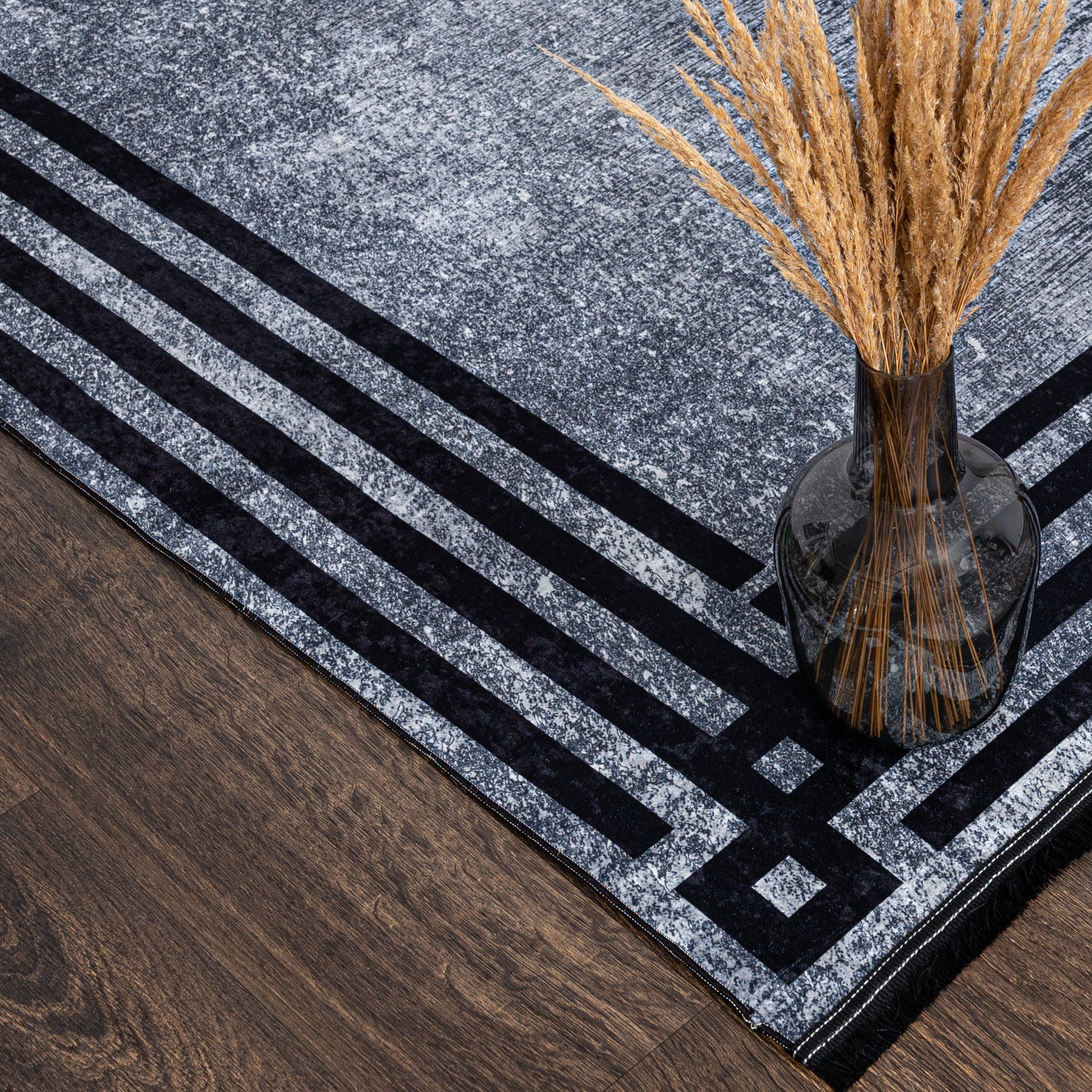Mazovia Designteppich Modern Teppich für Wohnzimmer, Schlafzimmer, Esszimmer, 80 x 150 cm, Kurflor, Waschbar in Waschmaschine, Höhe 5 mm, Rutschfest – Bild 3 von 5