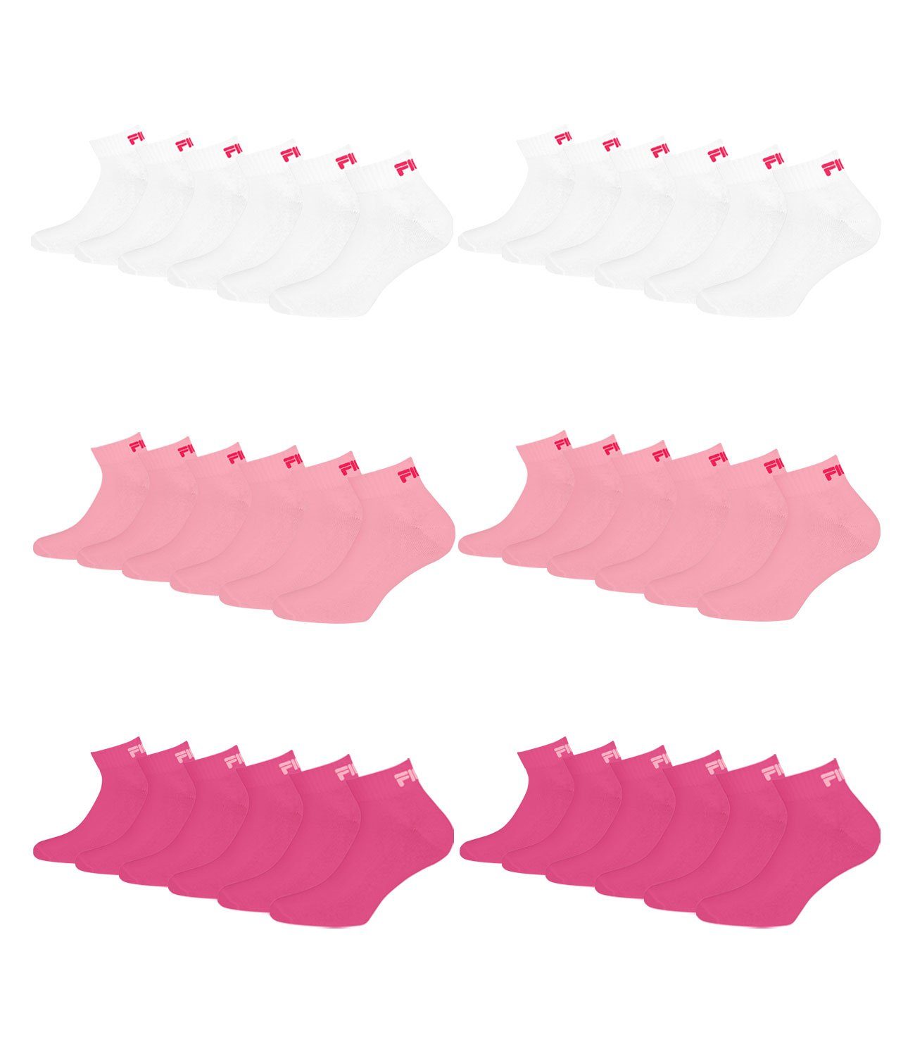 Fila Sportsocken Quarter Socken (18-Paar) mit weichem Rippbündchen 806 pink panter
