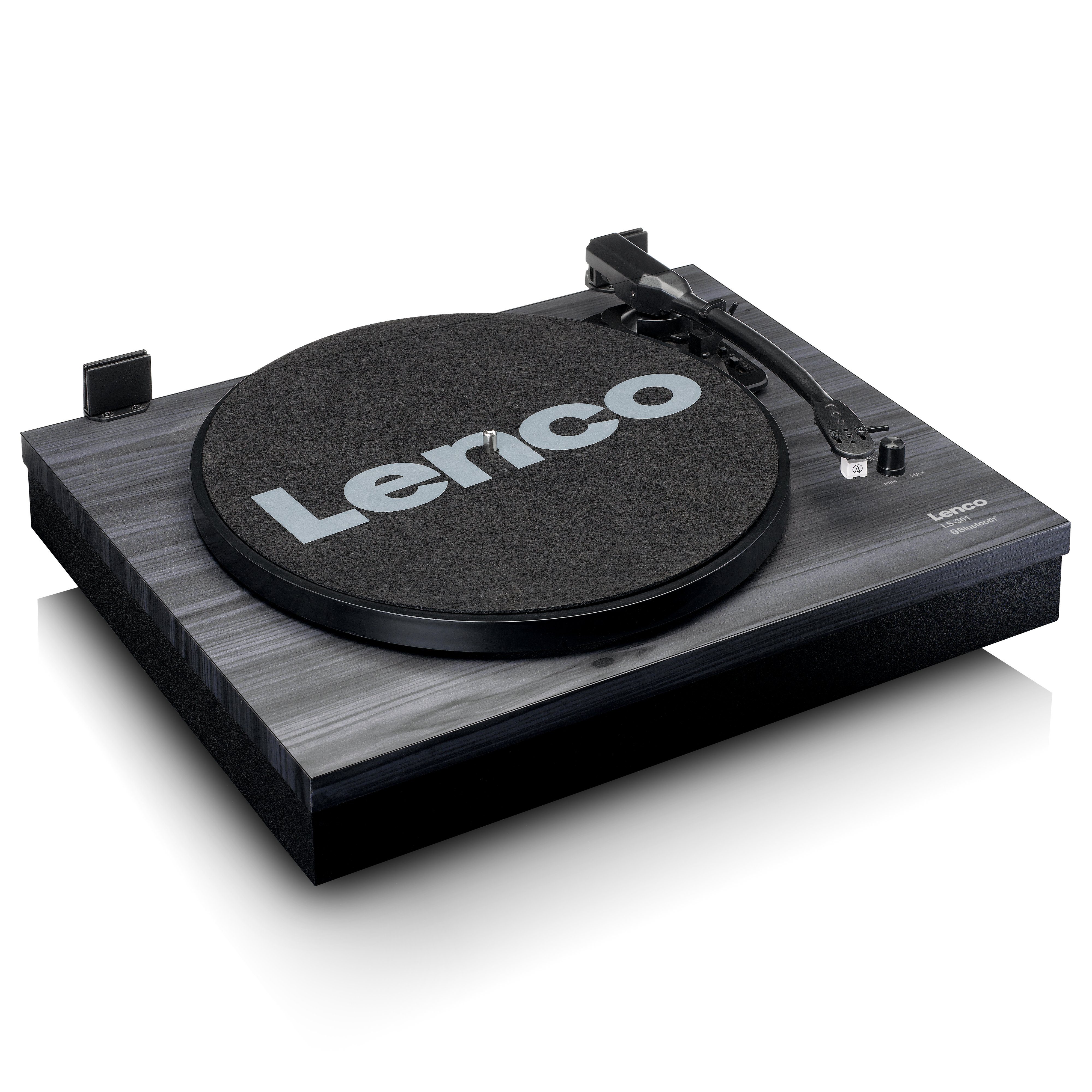 Lenco LS-301BK Plattenspieler (Riemenantrieb, Bluetooth, Bluetooth, 33/45 U/min, Cinch-Connect & externe Holzlautsprecher) – Bild 5 von 5
