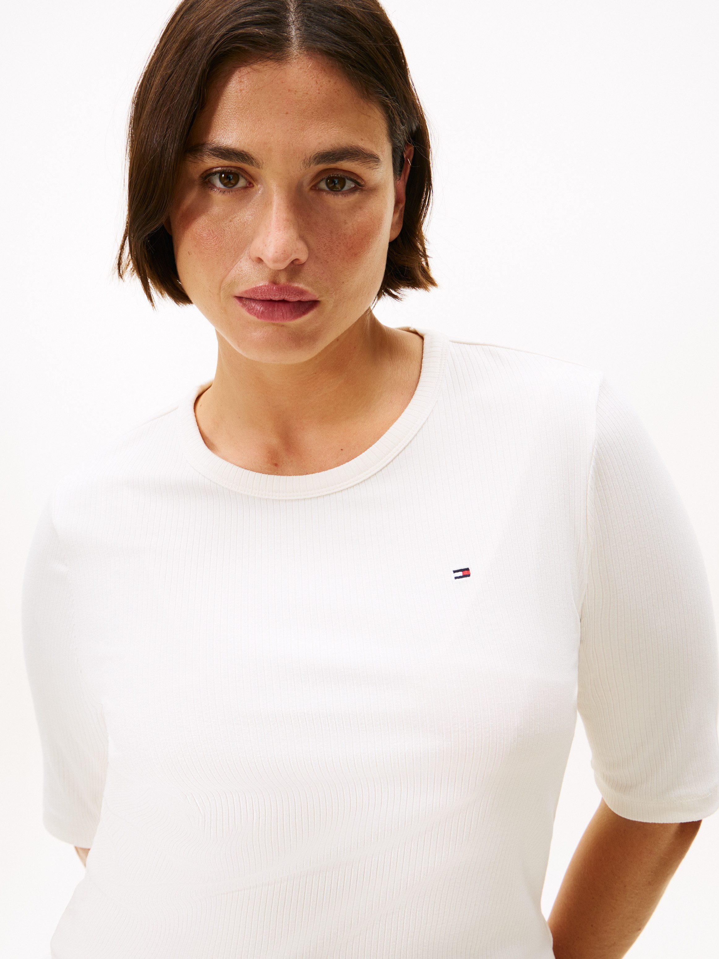 Tommy Hilfiger Curve Kurzarmshirt CRV SLIM 5X2 RIB C-NK 1/2 SLV in großen G günstig online kaufen