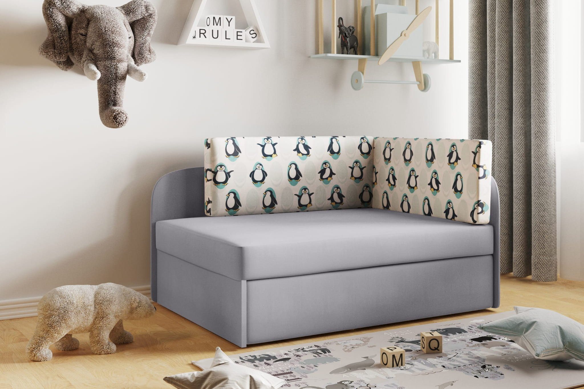 und Casablanca Bettkasten mit Kinderzimmer Couch Sofa 32/Pinguine Friderik-EU fürs BAFI Schlaffunktion