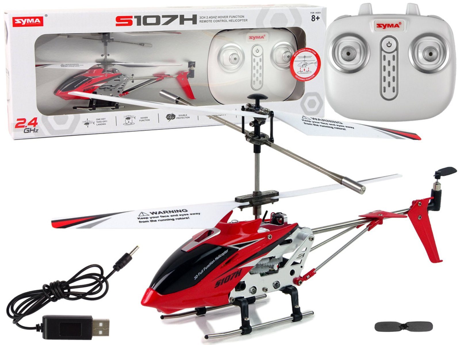 Wisam RC-Auto SYMA S107H Ferngesteuerter Hubschrauber 2.4G Rot
