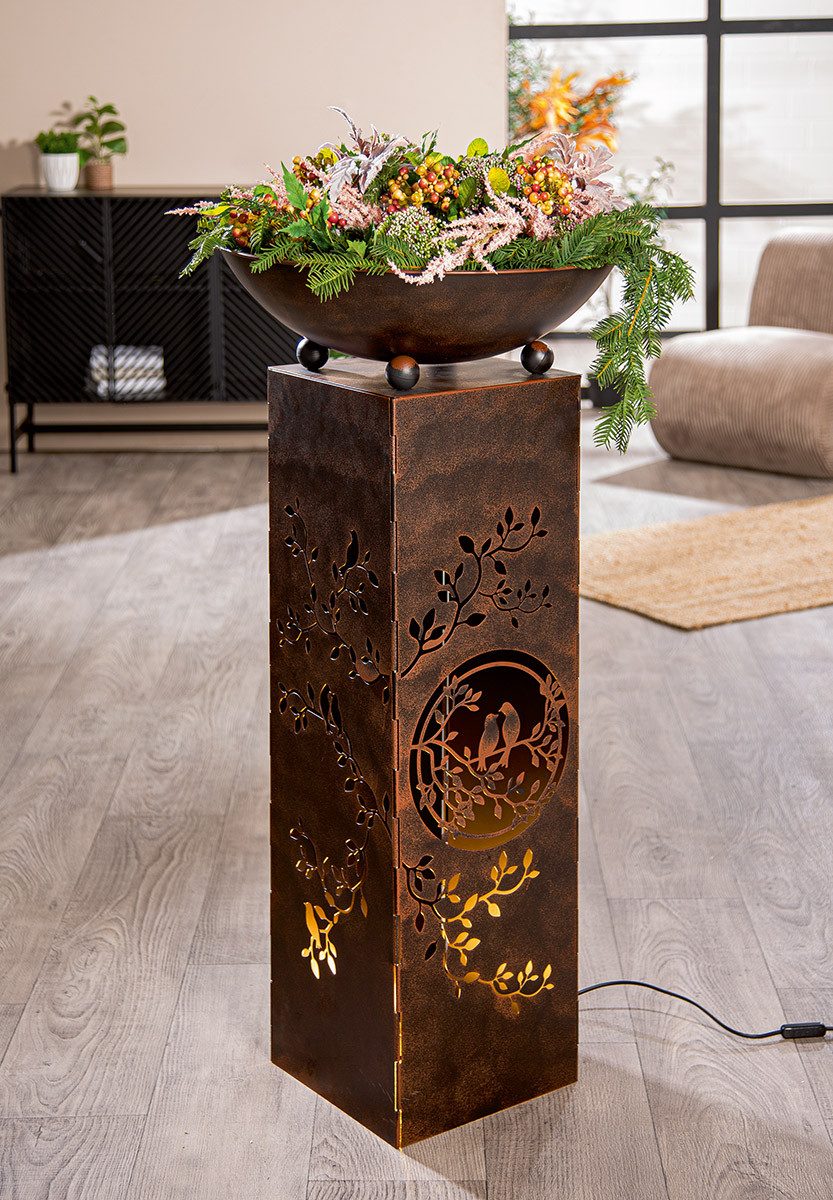 GILDE Dekoschale Metall Schalenständer Floravius Quader Braun 104cm (2 St)