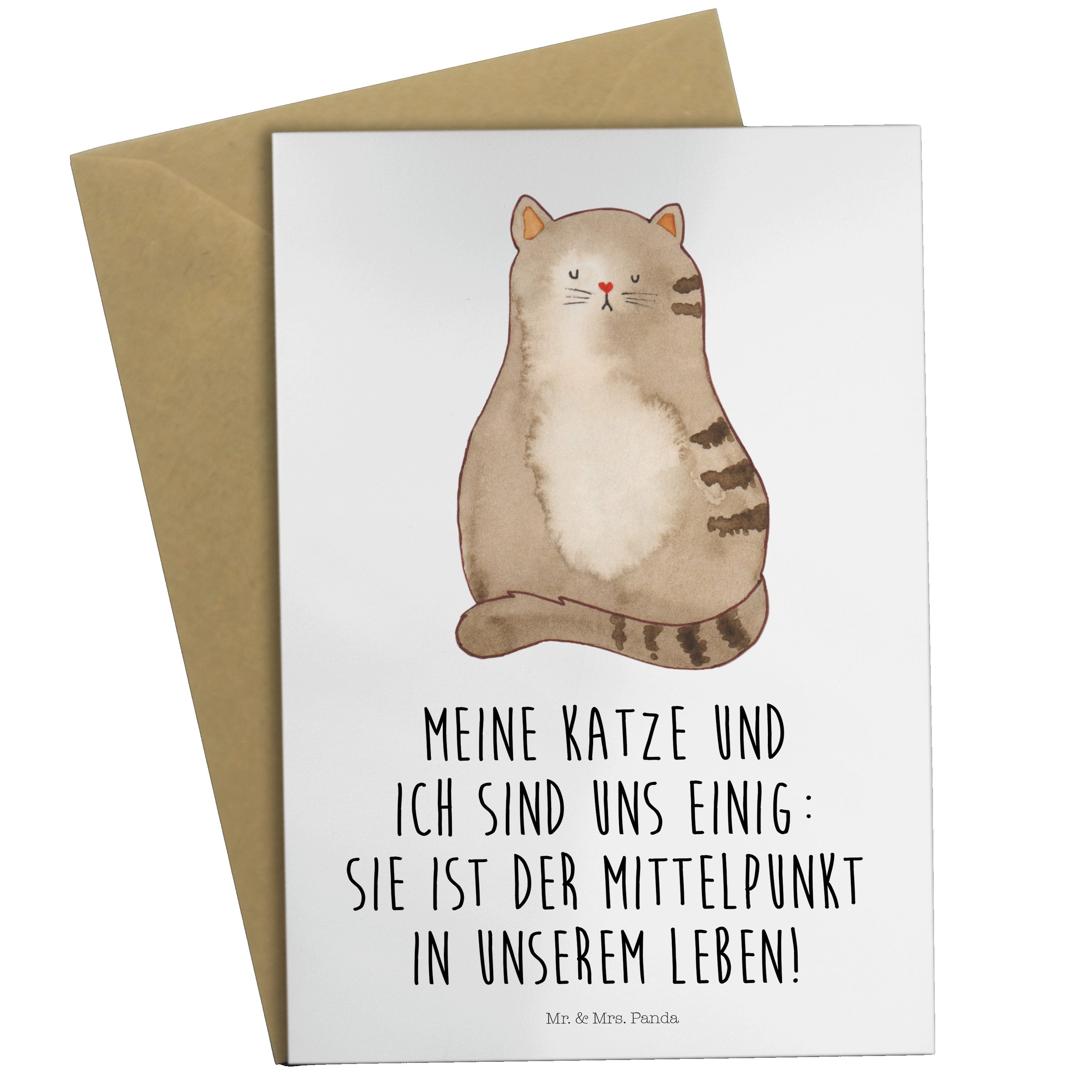 Mr. & Mrs. Panda Weiß Grußkarte - gestreift Katze sitzend Geschenk, - Miau, Katzenaccessoires