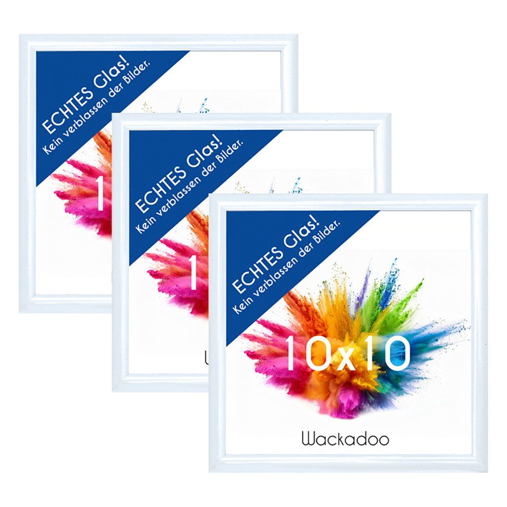 Wackadoo Living Bilderrahmen-Set Bilderrahmen mit Glasscheibe für Einzelbilder diverse Formate & Farben, (in Weiß, Schwarz, Silber oder Gold, moderner Kunststoffrahmen, 3 St), Fotowand, Puzzlerahmen, Dekoration, Poster, Collage für Fotos & Bilder