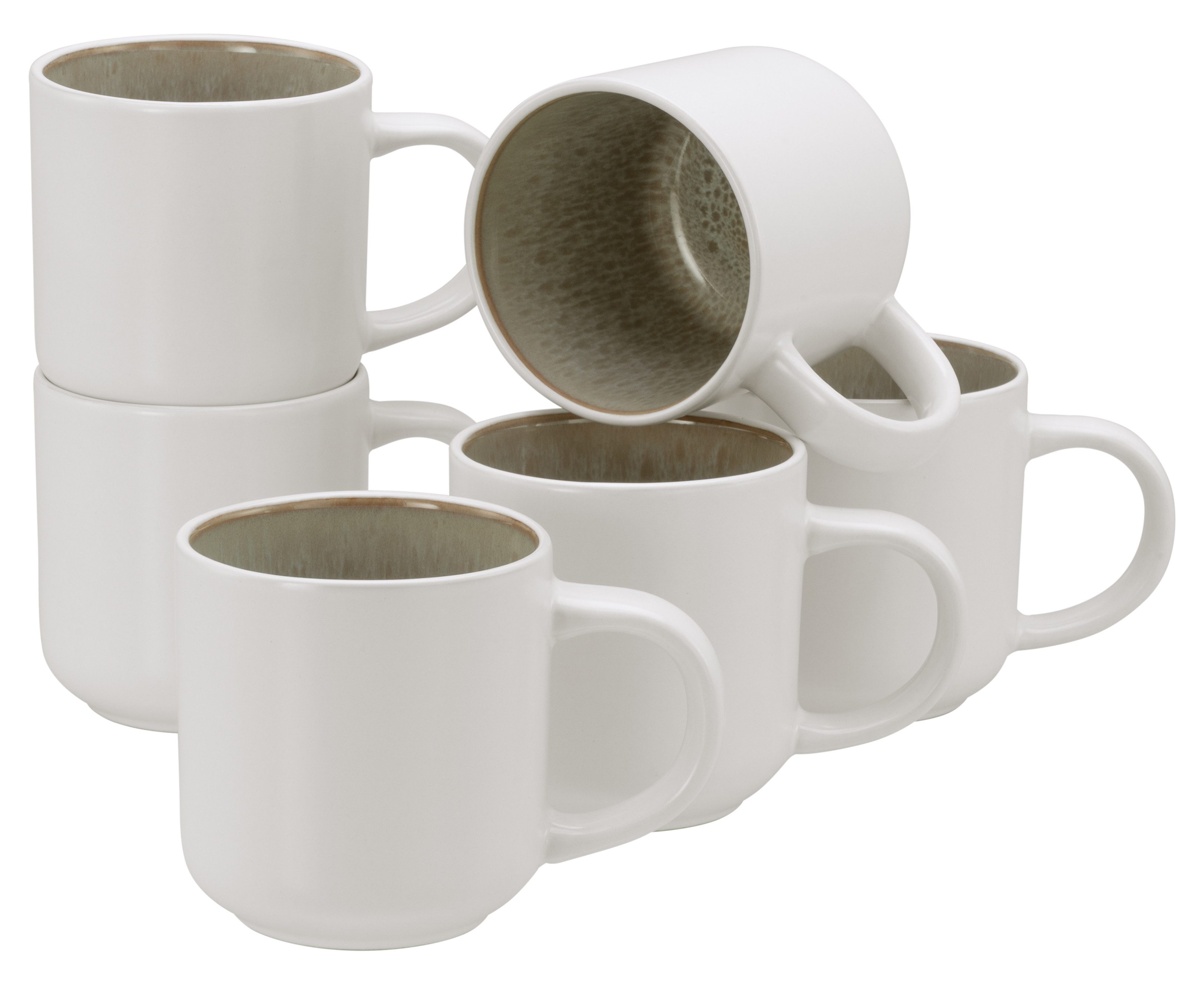 my home Кружки modernes 6-teiliges Kaffeebecher-Set Nydala, Steinzeug, hohe Haltbarkeit, spülmaschinen- & mikrowellengeeignet, Reaktivglasur