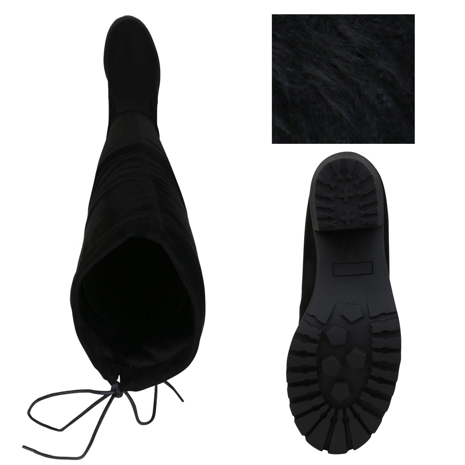 VAN HILL 833657 Overkneestiefel Damen Overknees Leicht Gefütterte Stiefel Wildleder-Optik Boots