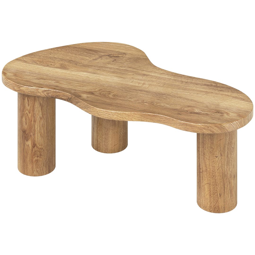 skølm Couchtisch Mani in organischer Form (Eichen-Optik, geölt & lackiert), Beistelltisch aus Eichenholz, 100 cm lang & 55 cm breit