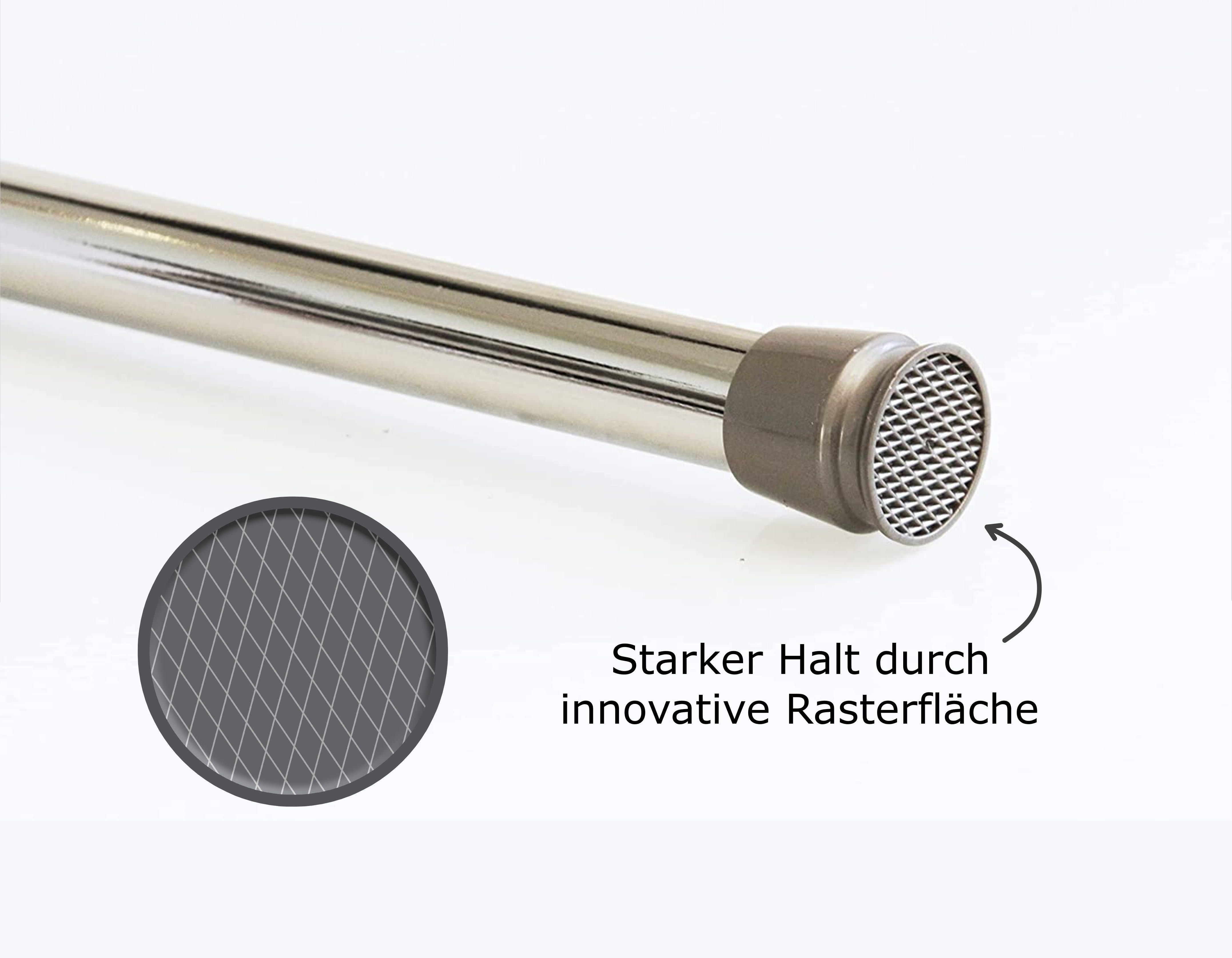 tinycurtains Klemmstange Teleskopstange 55-90 cm Türvorhangstange Duschvorhangstange Badstange, Ø 0.22 mm, 1-läufig, ausziehbar, klemmbar, geklemmt, Metall, Stange für Türvorhang ohne Bohren stufenlos verstellbar rostfrei