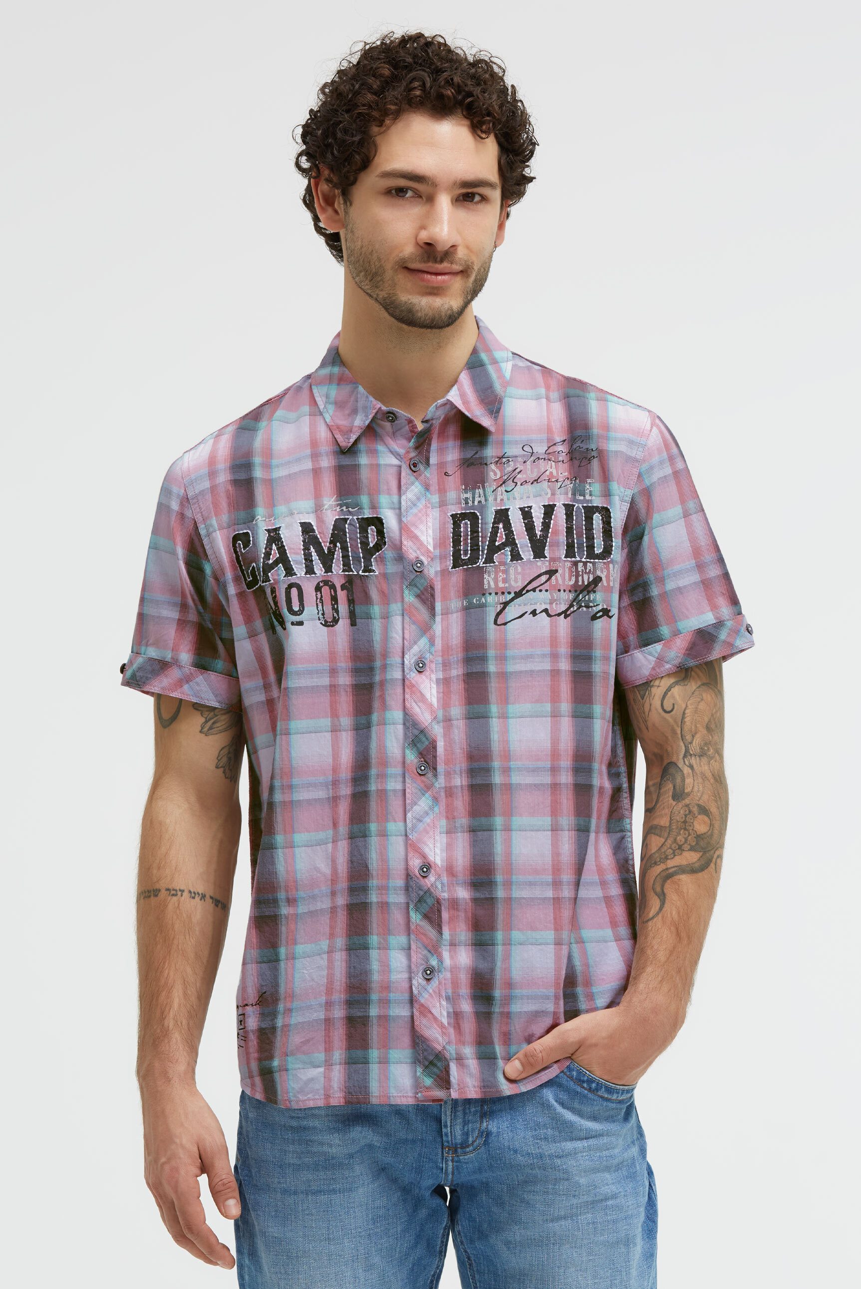 CAMP DAVID Kurzarmhemd mit Turn-Up-Ärmel