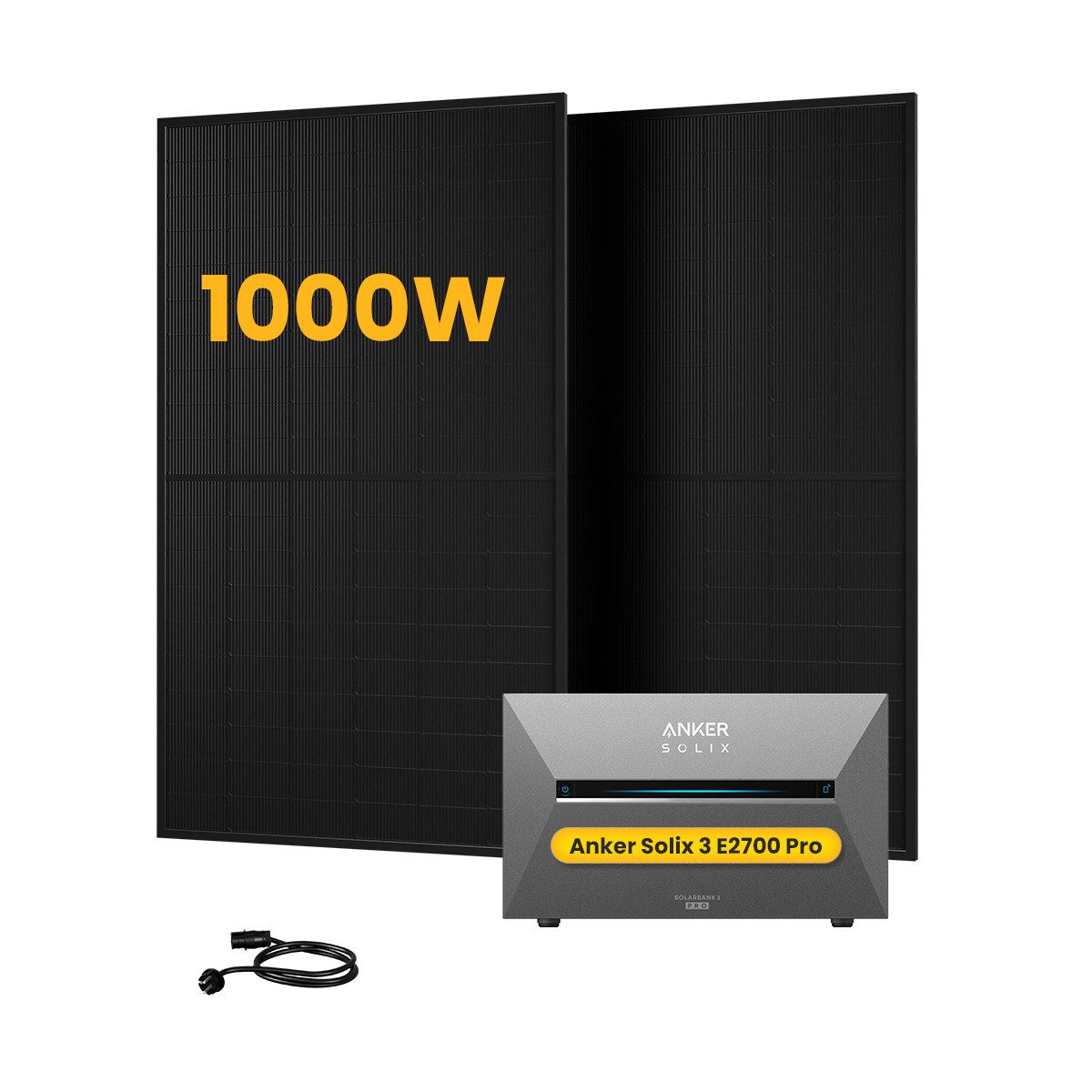 Anker Balkonkraftwerk Anker SOLIX Solarbank 3 E2700 Pro All-in-One 2,668kWh, (Optional: 2x/4x/6x/8x Sunpro 500W Solarmodule), Speicher mit integriertem Wechselrichter