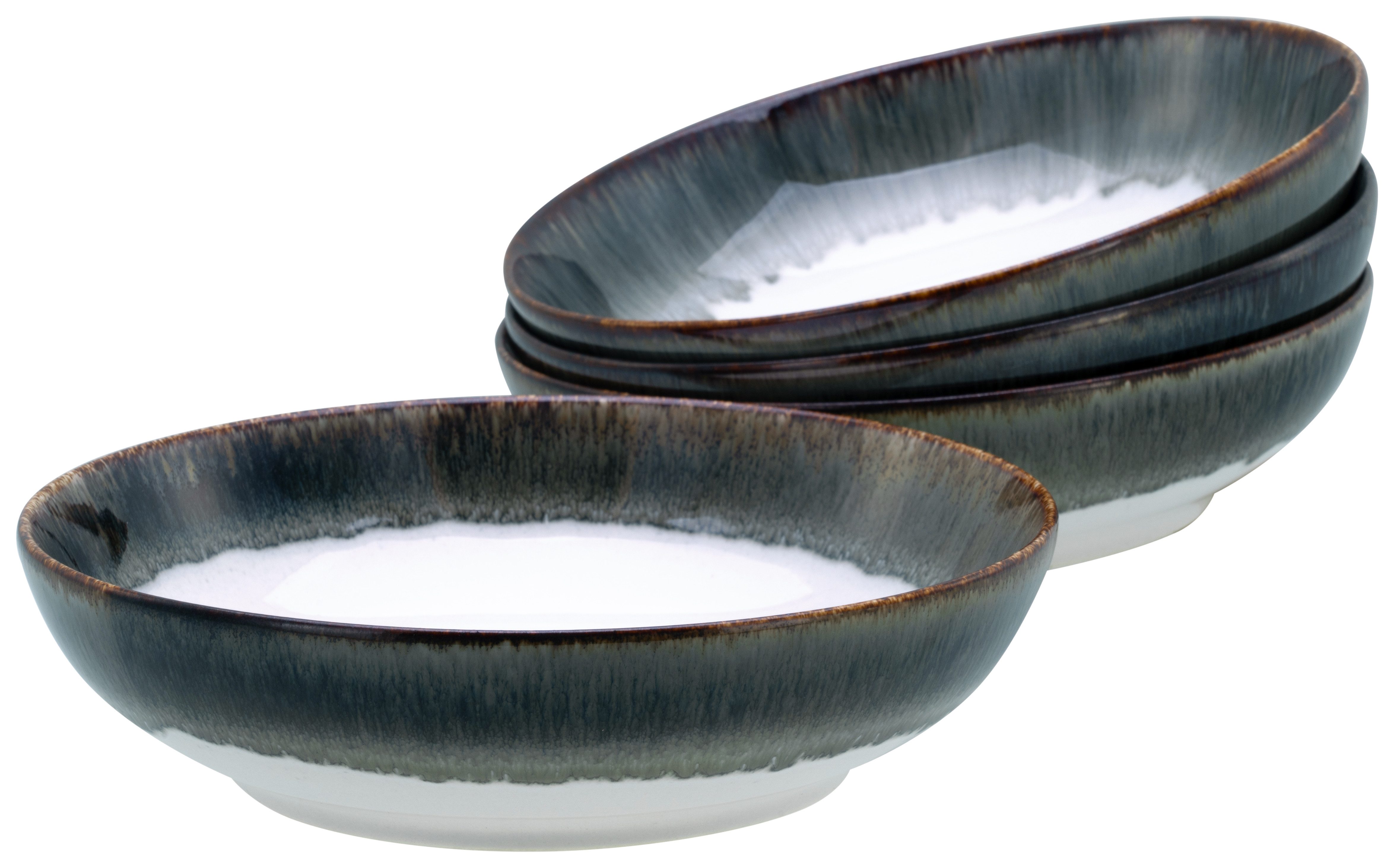 CreaTable Schale Cascade, Poke Bowl 22,5 cm 4-tlg, Steinzeug, (Set, 4-tlg), Rekativglasur, Healthy Food