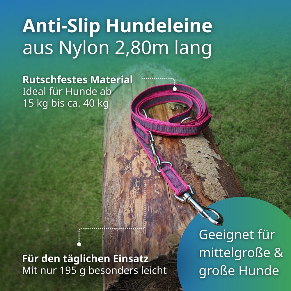 Activity4Dogs Hundeleine für große Hunde, Anti-Slip, 3 m lang, 4-fach verstellbar, TESTSIEGER, rutschfest, Nylon, sehr gut bei Regenwetter, Made in Germany
