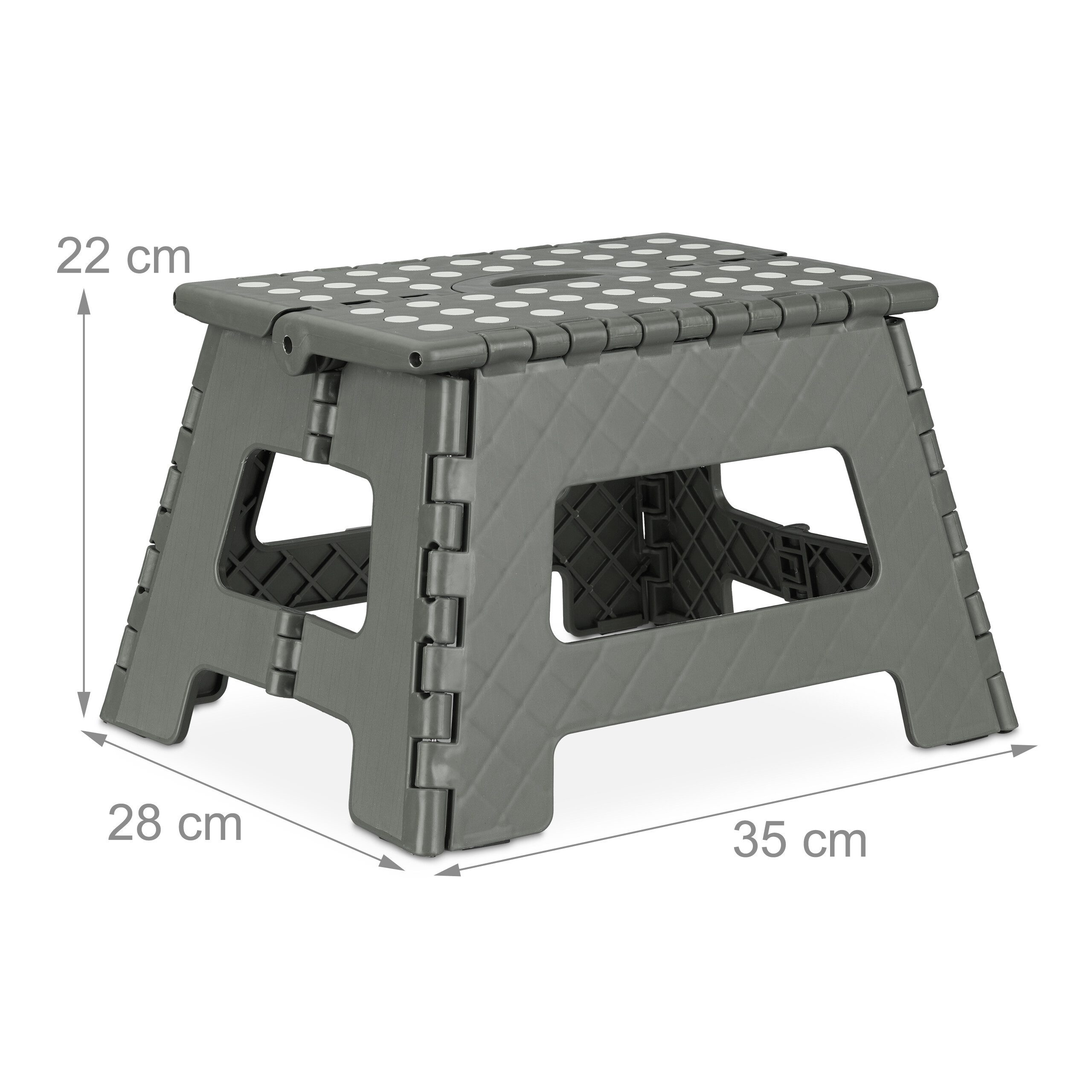 relaxdays Sitzhocker Klapphocker faltbar M hellgrau 2er Set (Set, 2er Set)