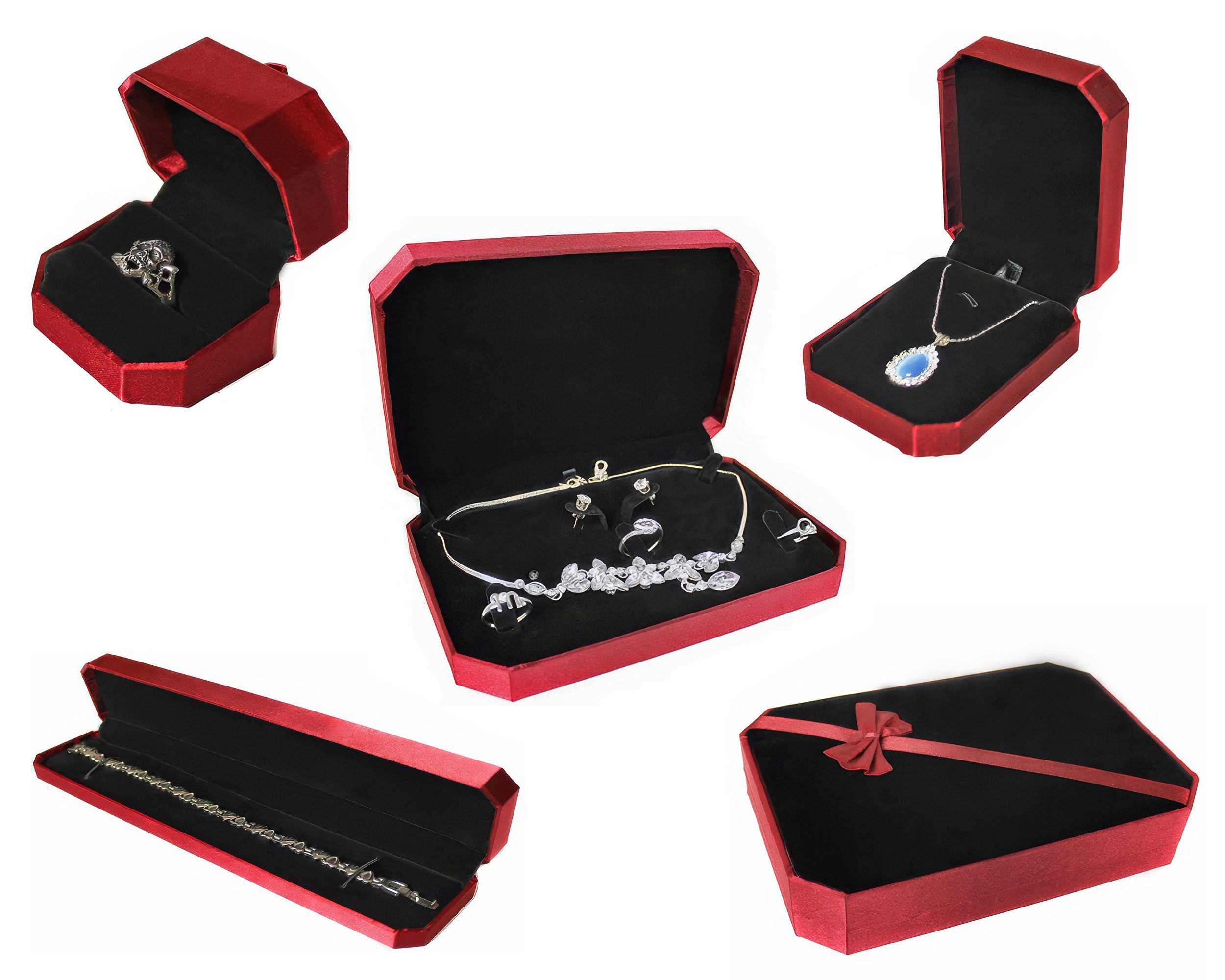 Yudu Schmucketui 2 stück Kettenbox Ringetuis Schmuckschachtel Velours-Samt