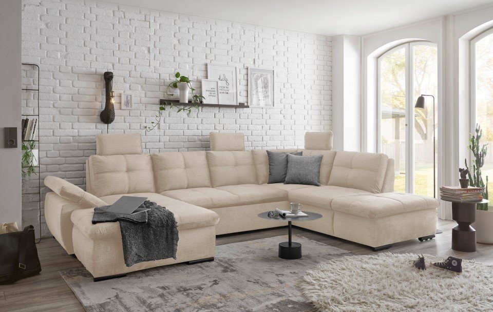 ED EXCITING DESIGN Wohnlandschaft Alija, mit Schlaffunktion,Bettkasten,Kopflehnen