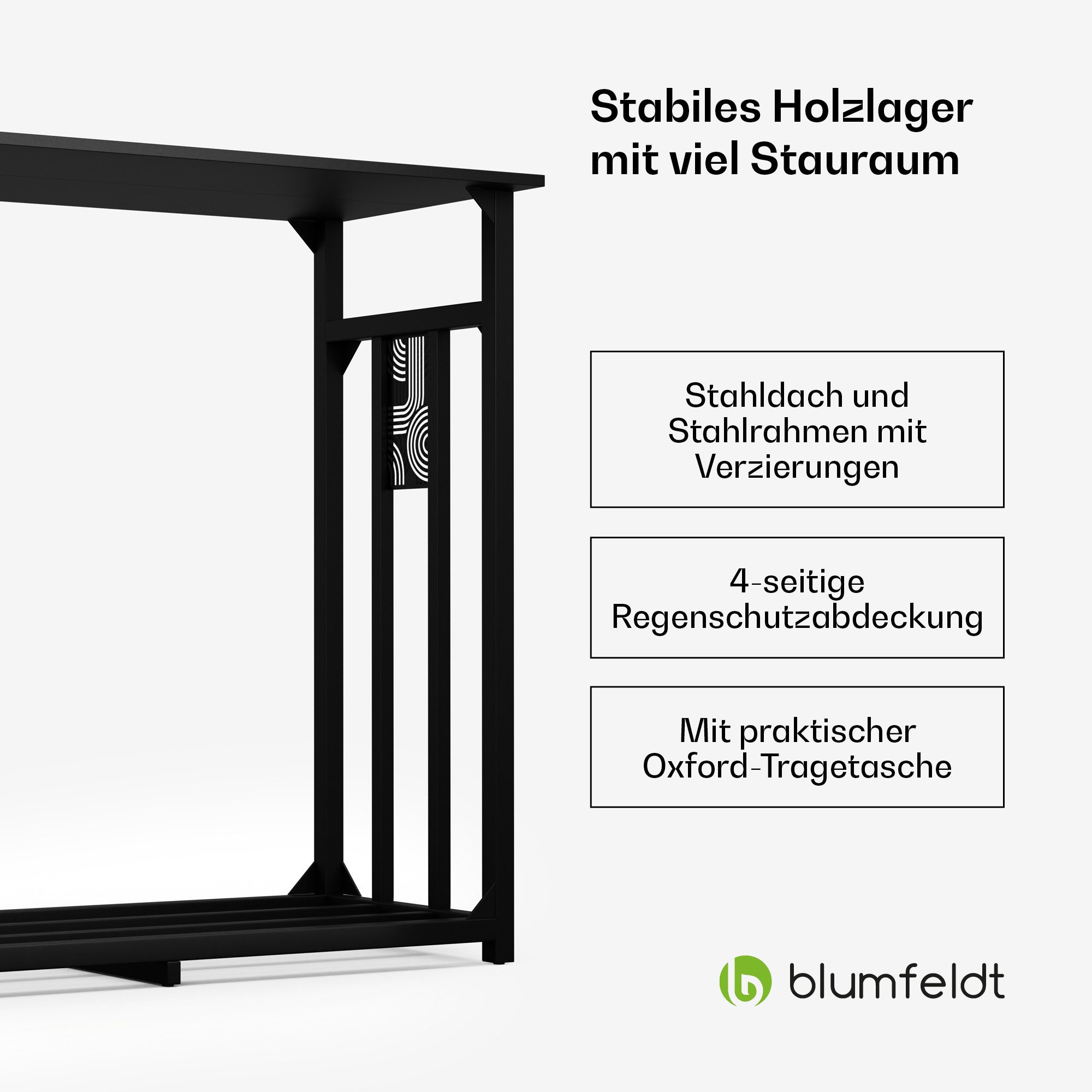 blumfeldt Kaminholzregal Valdivian, BxTxH:185x70x185 cm, (Set), Garten Indoor Outdoor Regenschutzabdeckung Holzlager Wood Storage