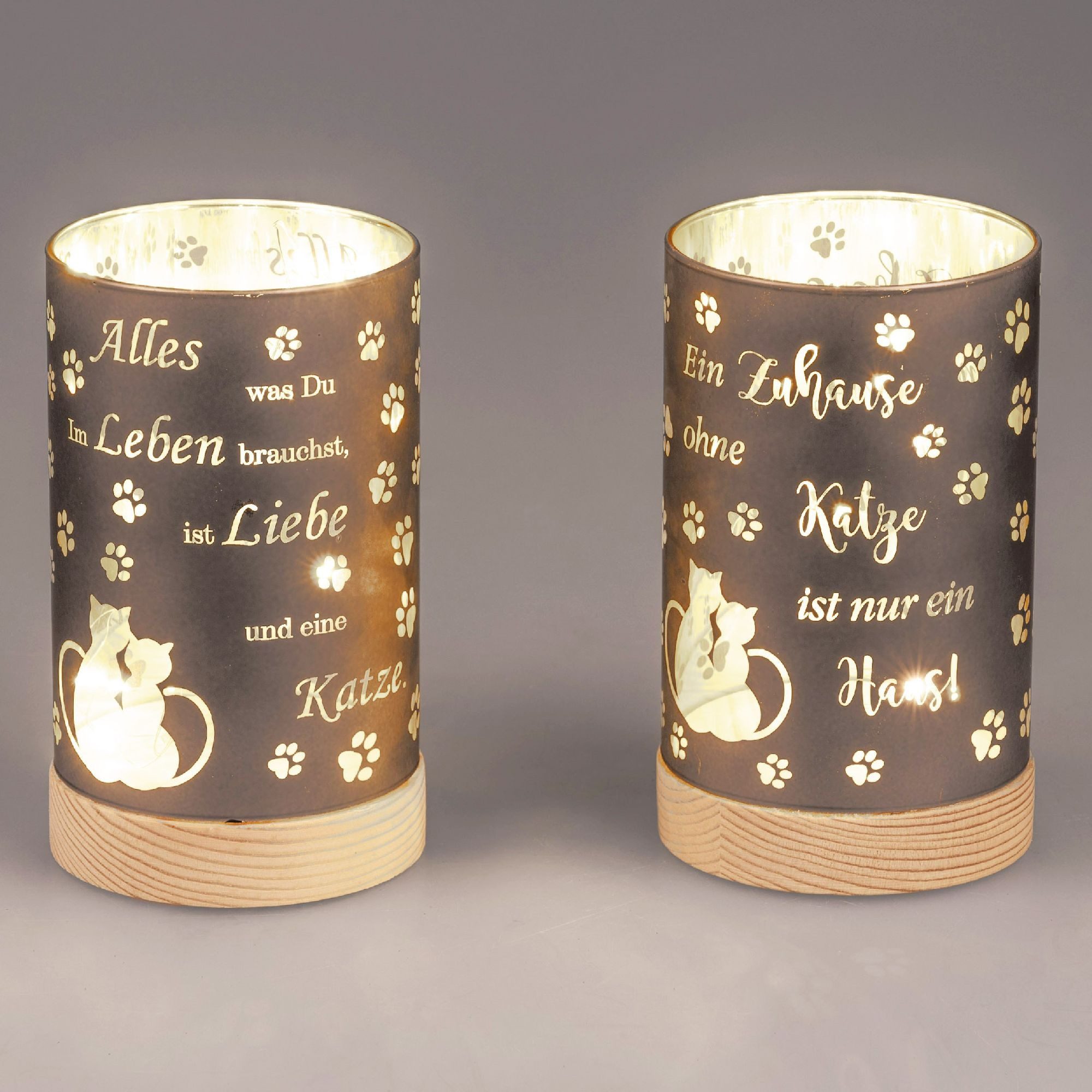 formano Nachttischlampe Sprüche, Mit Timerfunktion, Grau, Motiv: Katze günstig online kaufen