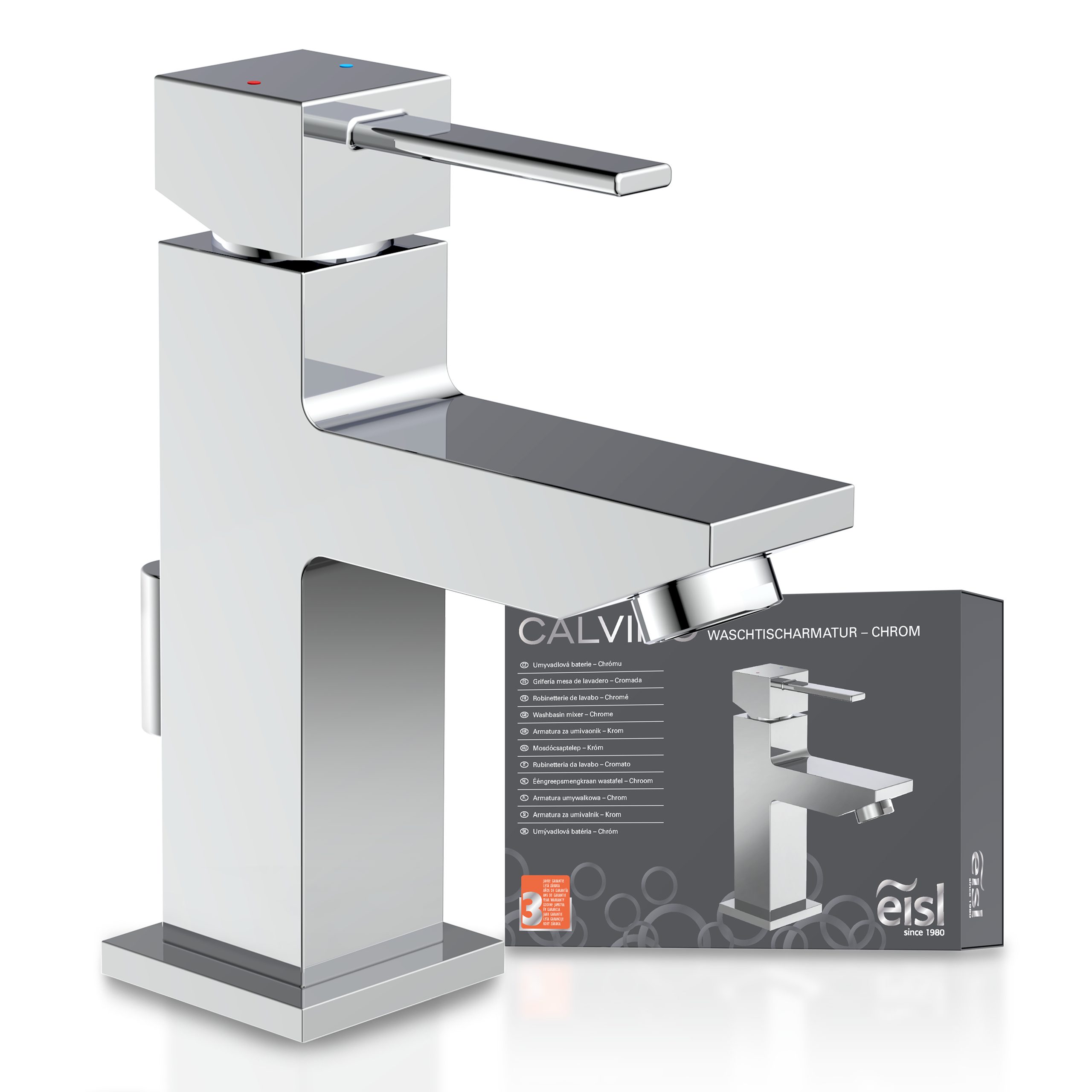 Eisl Waschtischarmatur CALVINO geräuscharme Kartusche, Marken-Mischdüse, inkl. Zugstange