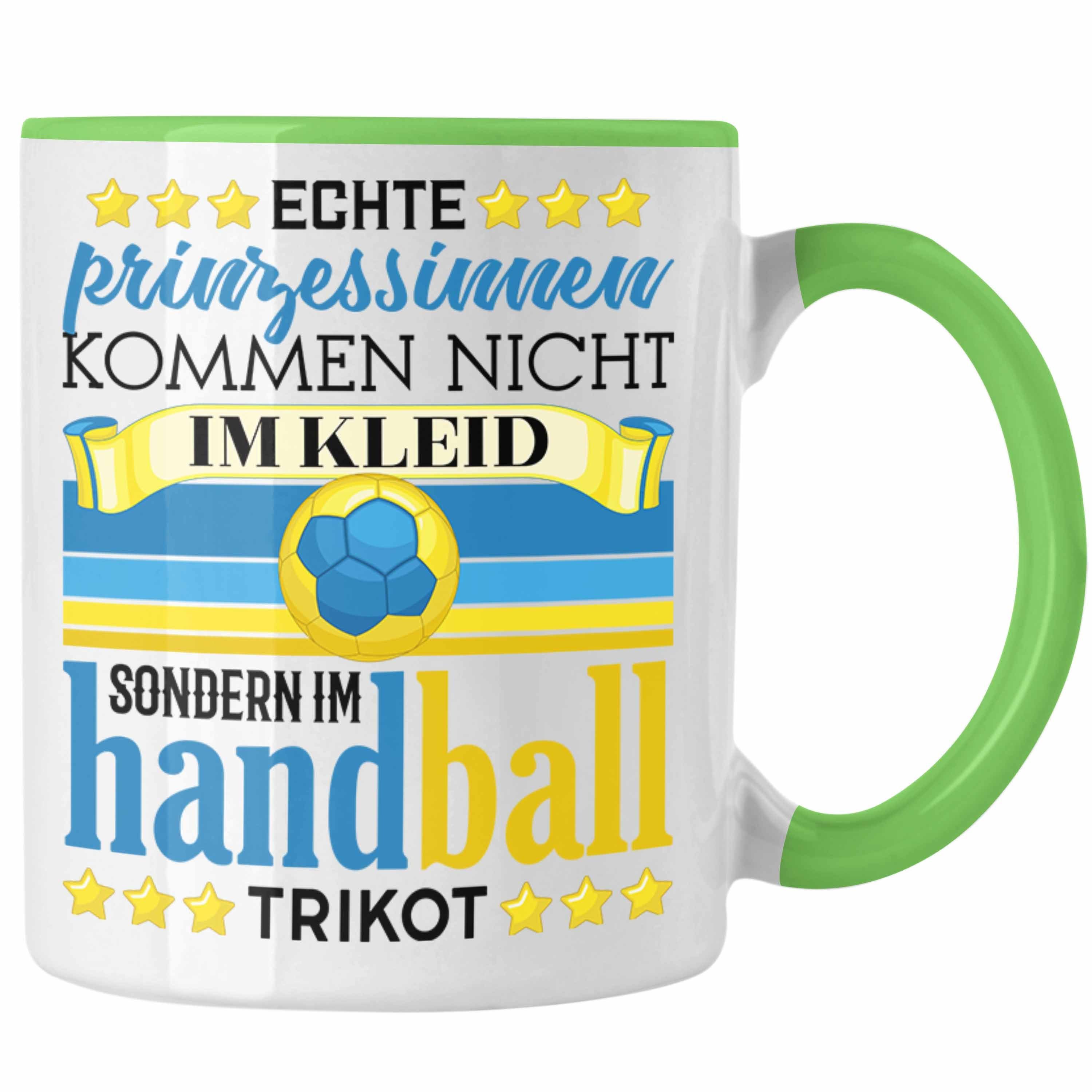 Trendation Tasse Handball Grün Handball-Spielerin Geschenk Frauen Spruch Geschenkidee Tasse