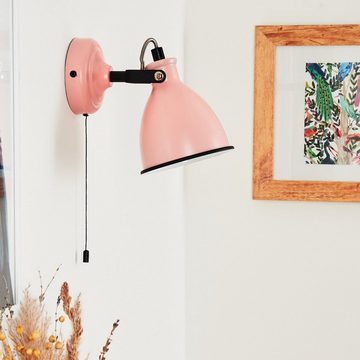 hofstein Wandleuchte »Spadacenta« Wandlampe, Metall, Pink matt/Weiß/Schwarz, ohne Leuchtmittel, mit Zugschnur, E14, verstellbarer Strahler