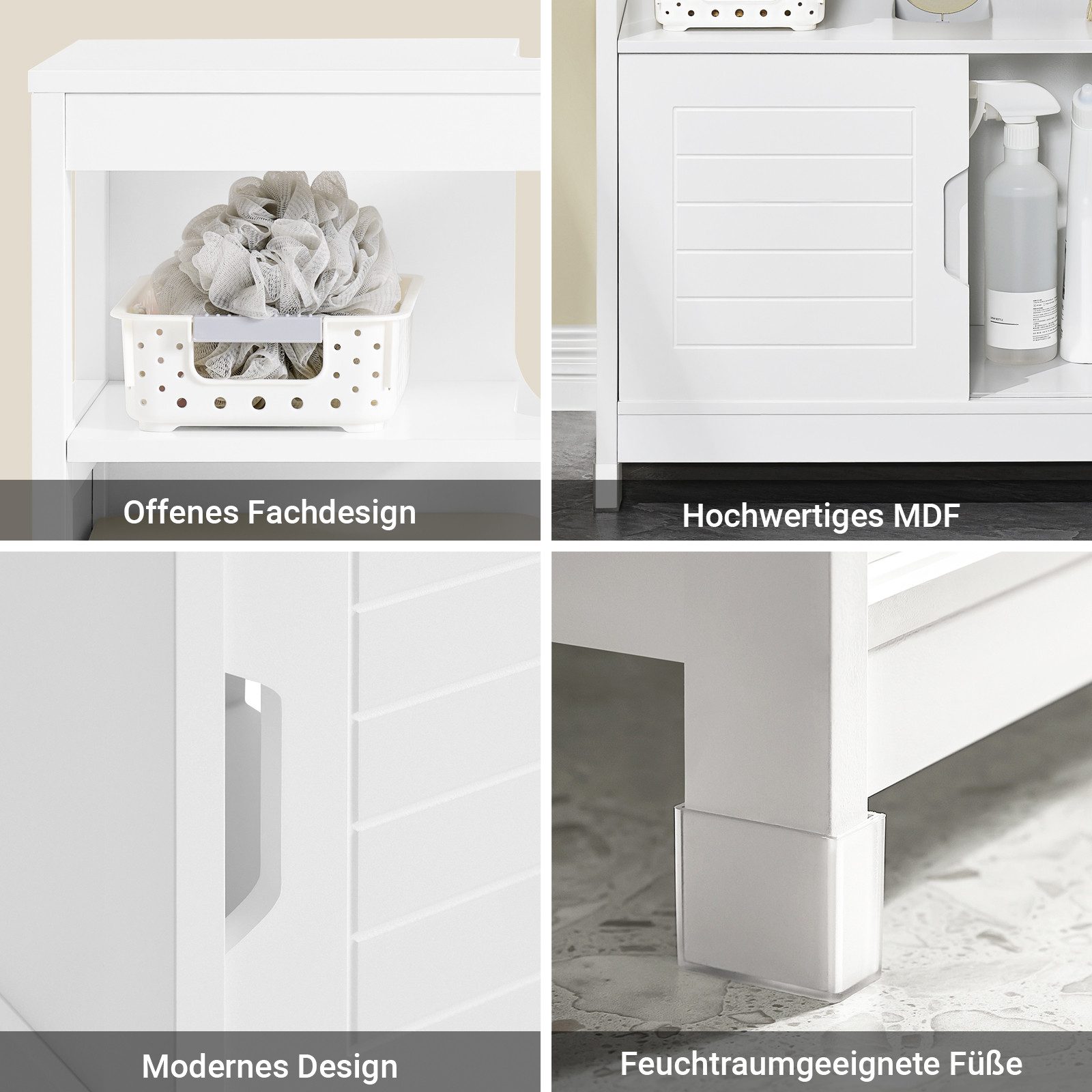 SoBuy Waschbeckenunterschrank FRG128, Badezimmerschrank Waschtischunterschrank Unterschrank Badschrank mit 2 Türen, Waschbecken-Kommode, Badmöbel freistehend – Bild 5 von 5