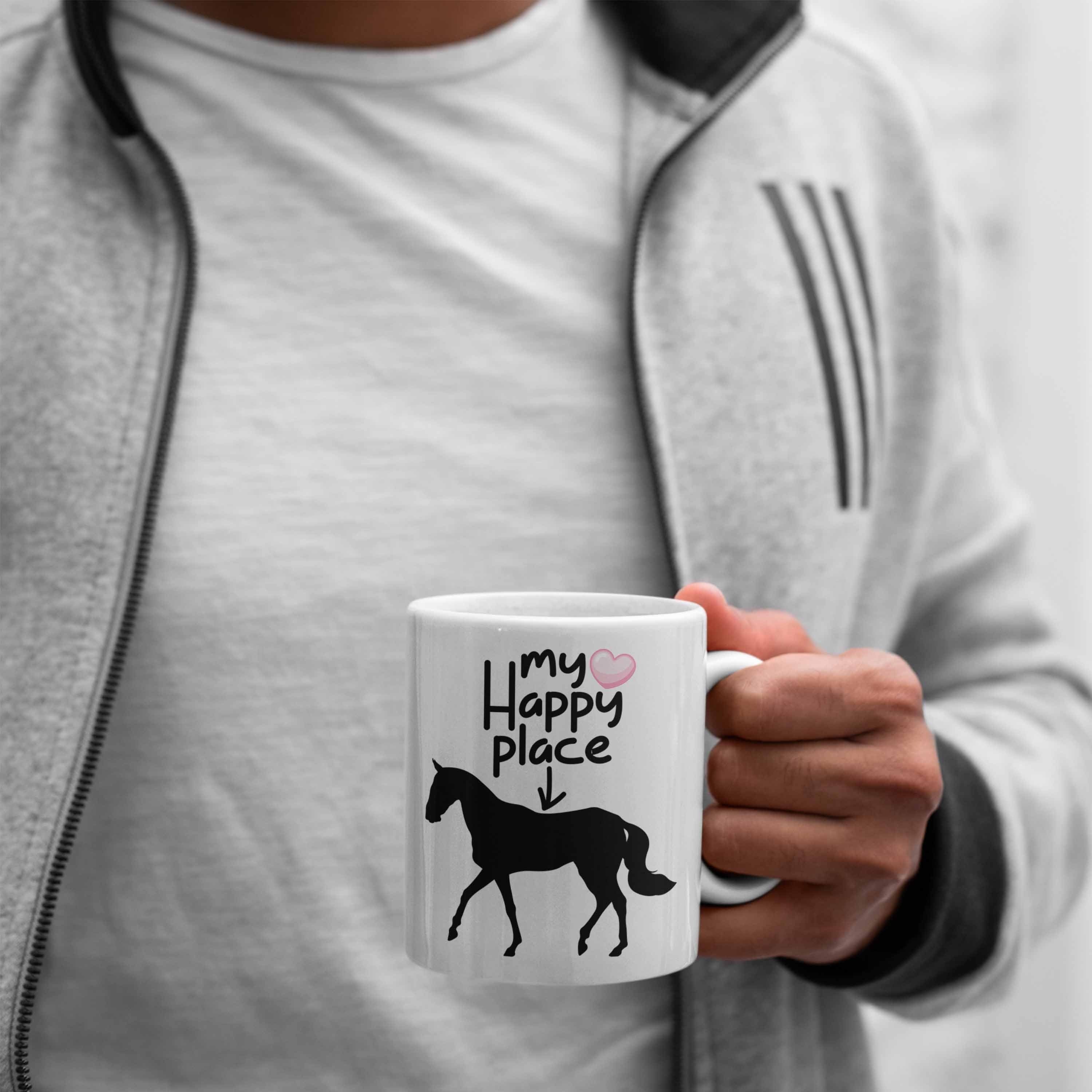Geschenkidee "My Pferde Place" Tasse Weiss für Reiterinnen Lustige für Happy Tasse Trendation