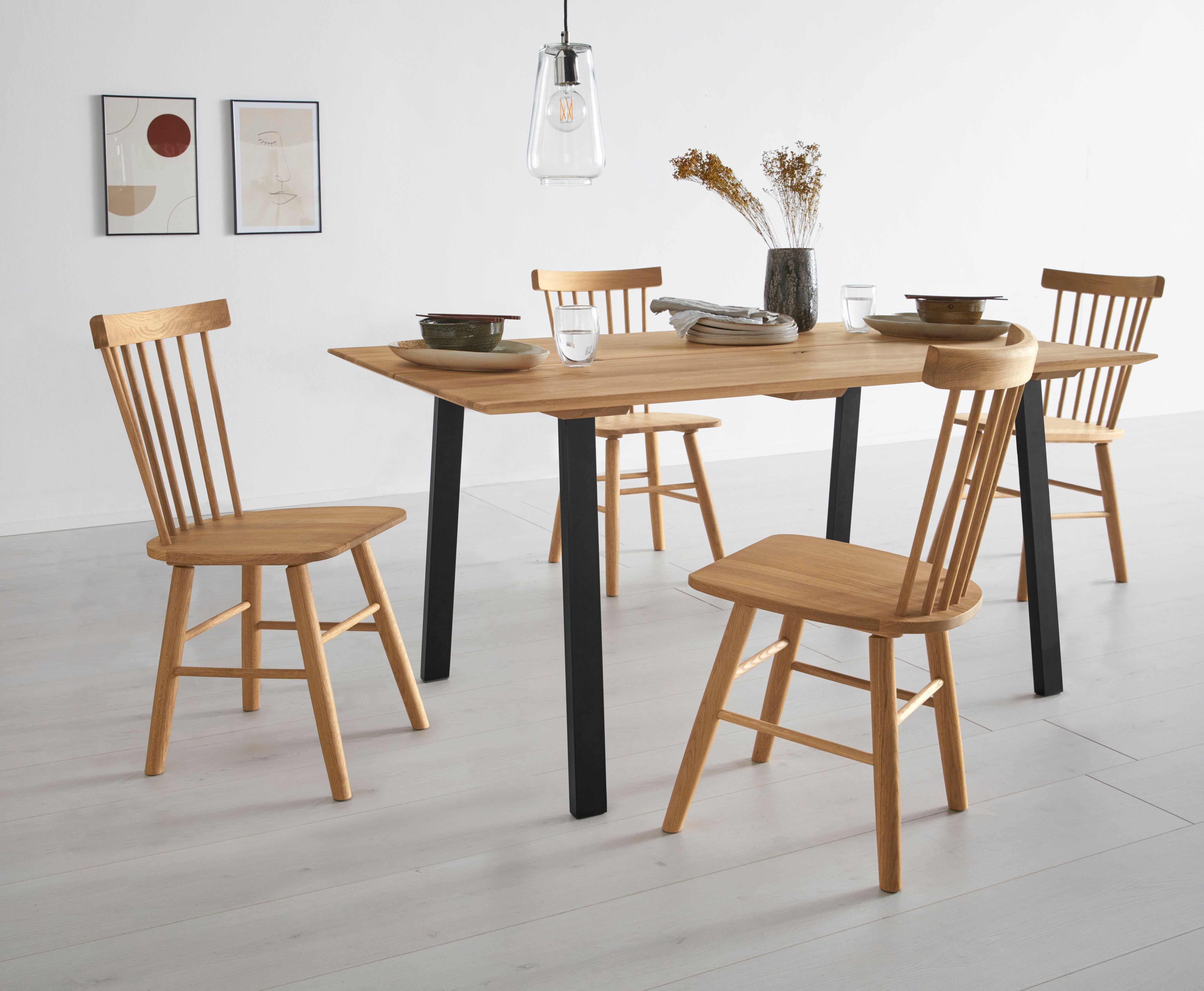 OTTO products Esstisch »Lennard«, aus massiver geölter Wildeiche, mit veganem und zertifizierten Bio Öl behandelt, rechteckige Tischplatte, mit OTTO products Esstisch »Lennard«, aus massiver geölter Wildeiche, mit veganem und zertifizierten Bio Öl behandelt, rechteckige Tischplatte, mit