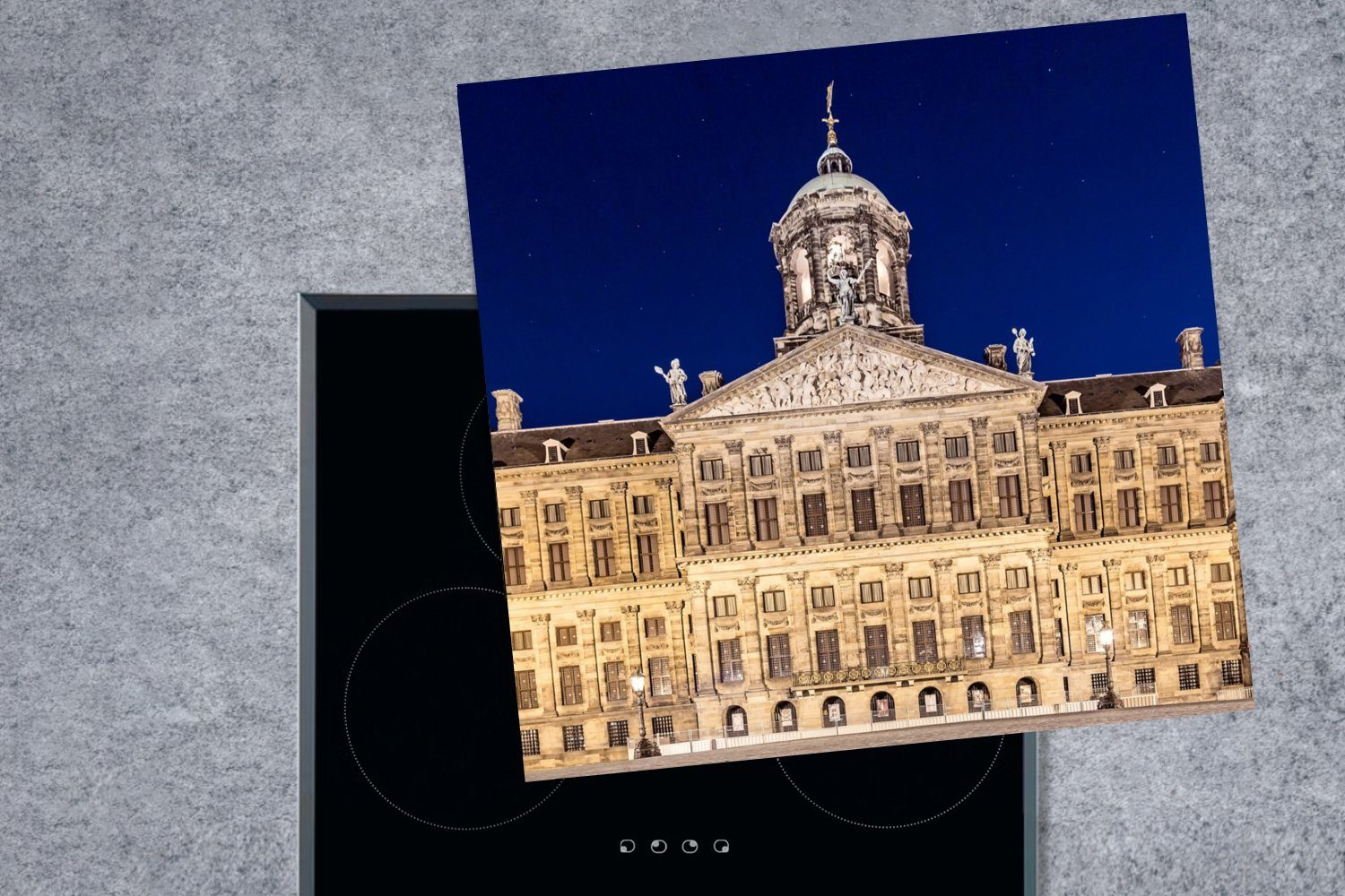 Amsterdam, Vinyl, Abend (1 cm, Ceranfeldabdeckung, Palast am küche - tlg), Dam-Platz Herdblende-/Abdeckplatte für MuchoWow Der am Arbeitsplatte 78x78