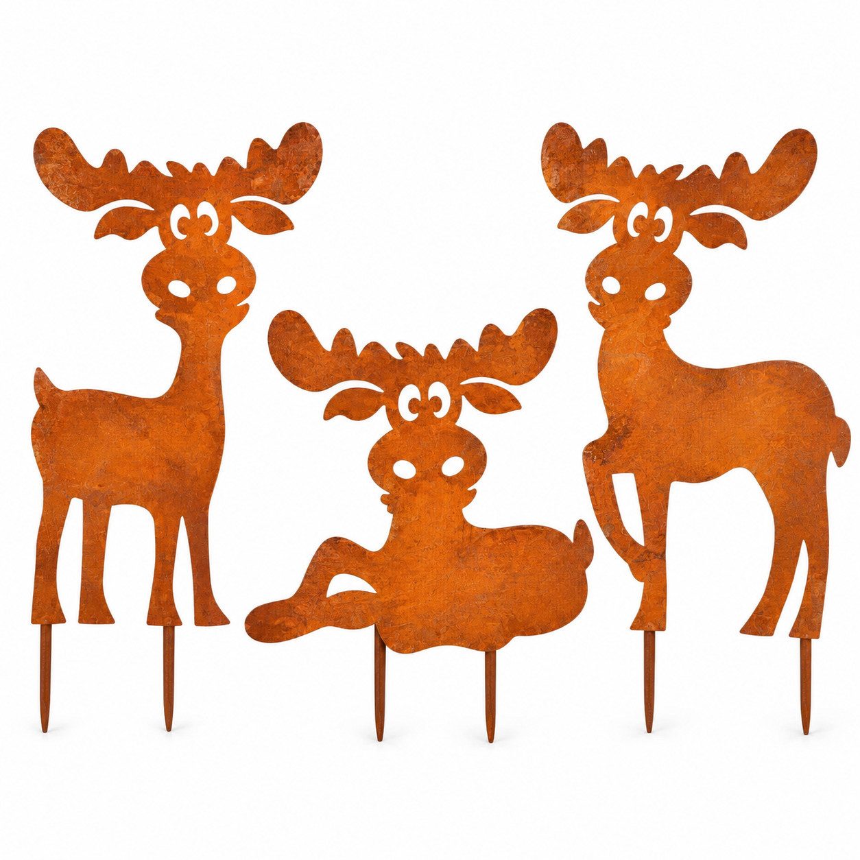 Weltbild Gartenstecker Elch Ole 3er-Set Garten Dekoration Weihnachtsdeko Winterdeko Dekofiguren Beetstecker Balkon Terrasse Vorgarten