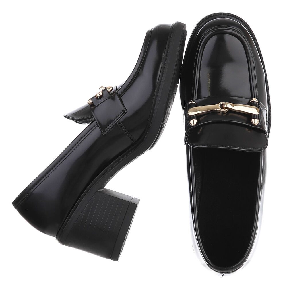 Ital-Design Elegante Slipper für Damen mit modischen Details und Absatz Pumps (91409555) Blockabsatz Pumps in Schwarz