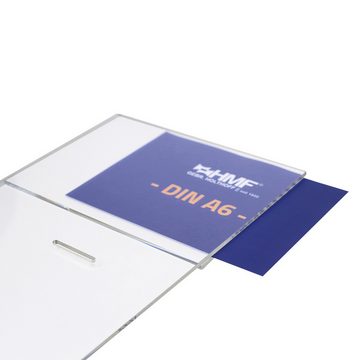 HMF Geldkassette Acryl Spendenbox 4691, Box mit DIN A6 Blatteinschub 15,5 x 11 x 11 cm, transparent