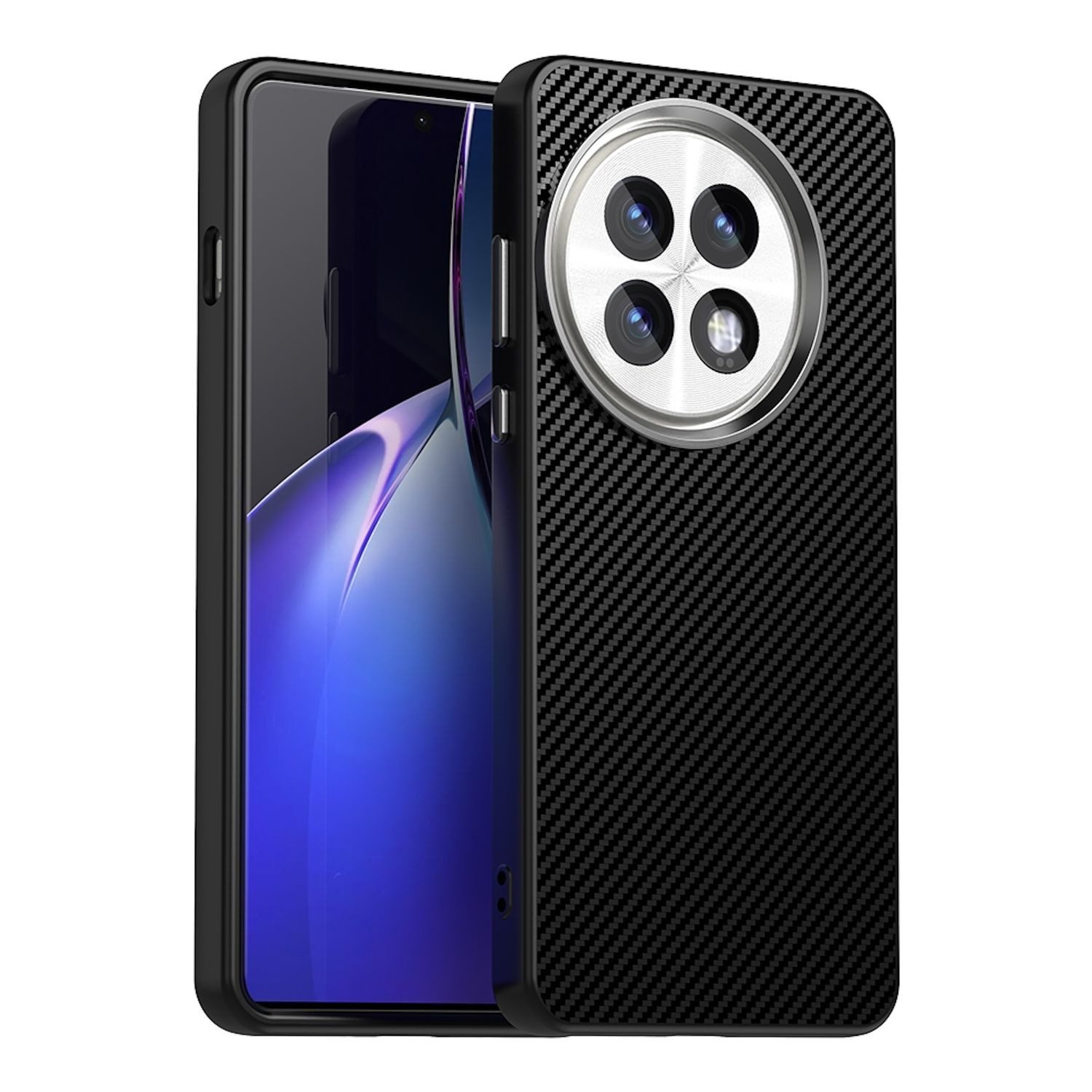 Wigento Smartphone-Hülle Für OnePlus 13 Carbon Faser IMD Series Design Schutz Hülle Schwarz, Carbon-Fiber-Design, präzise Passform, stoßfest