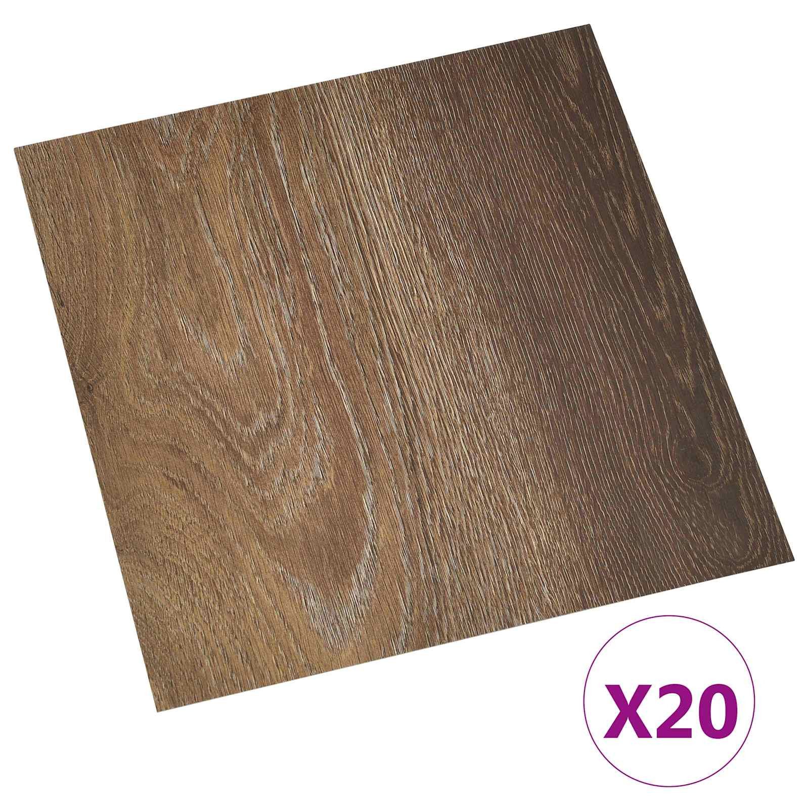 vidaXL Teppichboden Selbstklebende Bodenplanken Braun 30,5 x 30,5 cm 20 stk. PVC, Quadratisch