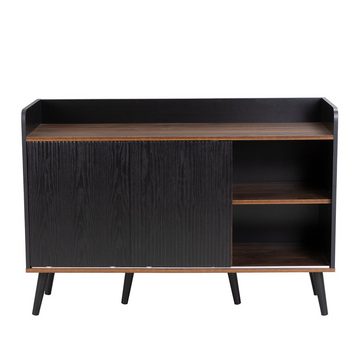 Fangqi Sideboard Moderne Holzfarbe-Sideboard mit drei Schubladen und Stauraumregalen, 80x117,5x40 cm, Sideboard für Schlafzimmer und Wohnzimmer, Weiß/Schwarz