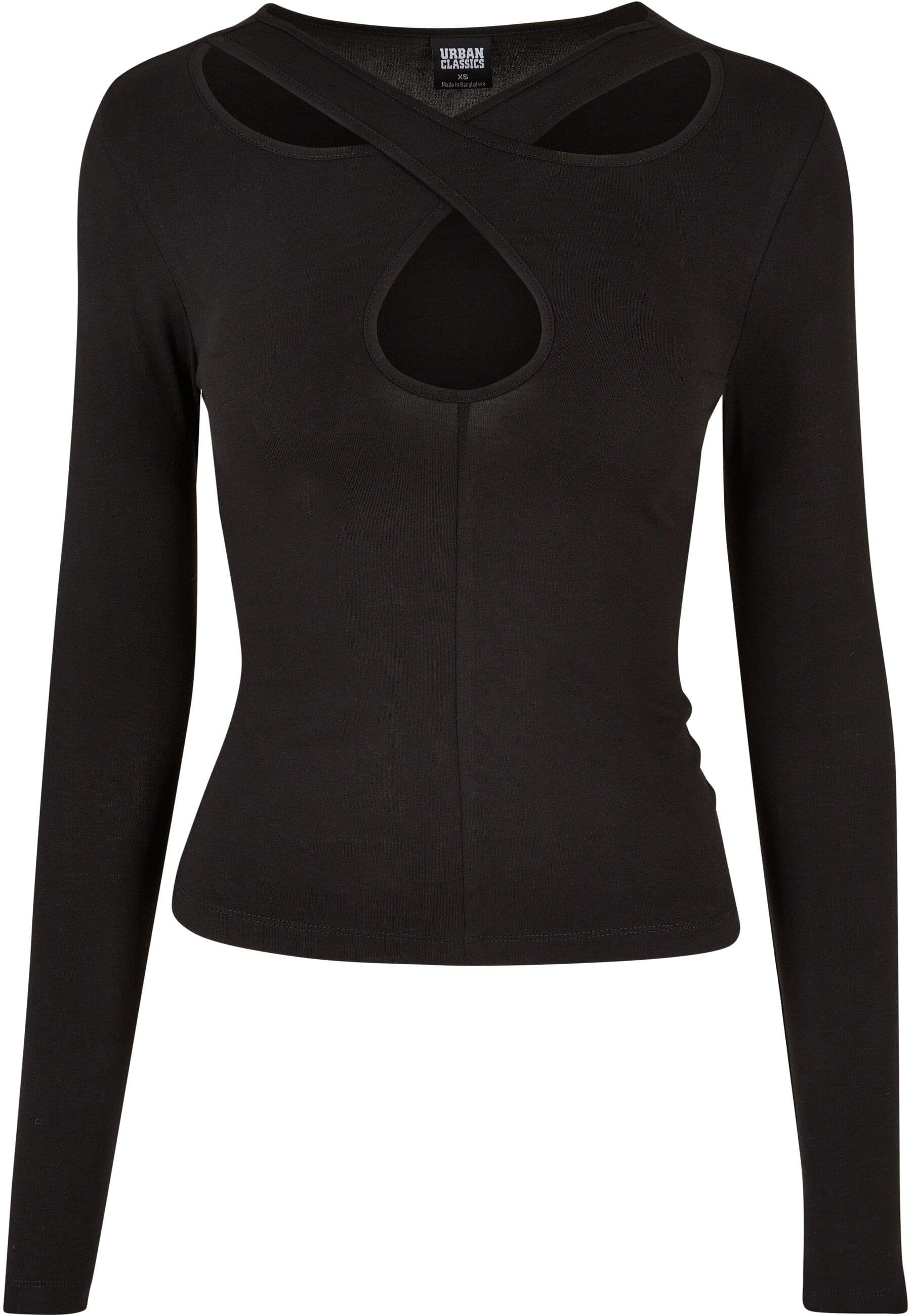 URBAN CLASSICS Longsleeve Urban Classics Damen Ladies Crossed Cut Out Longsleeve (1-tlg)