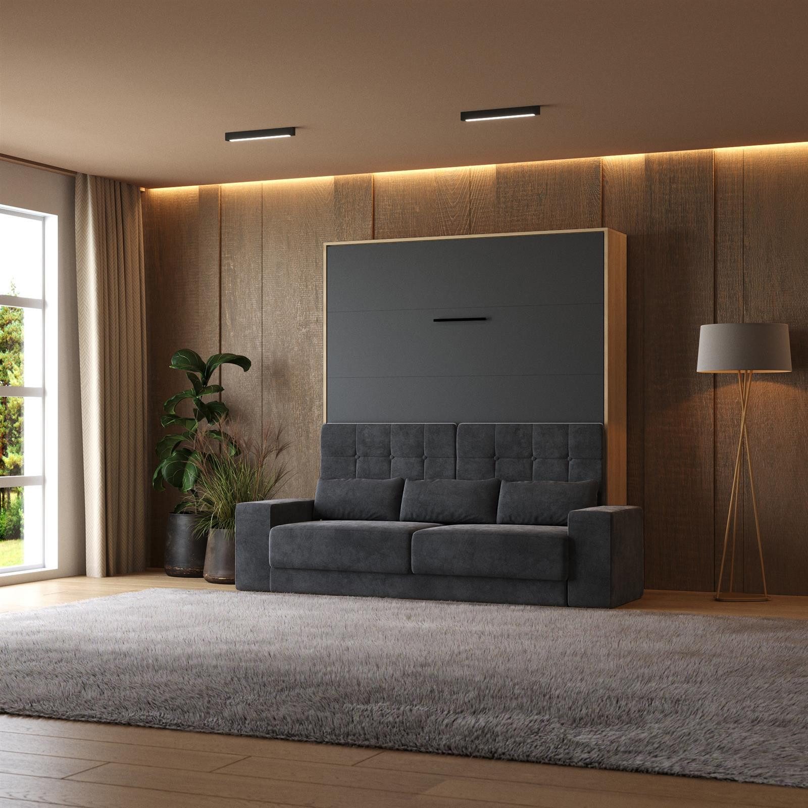 SMARTBett Schrankbett Schrankbett + SOFA Anthrazit günstig online kaufen