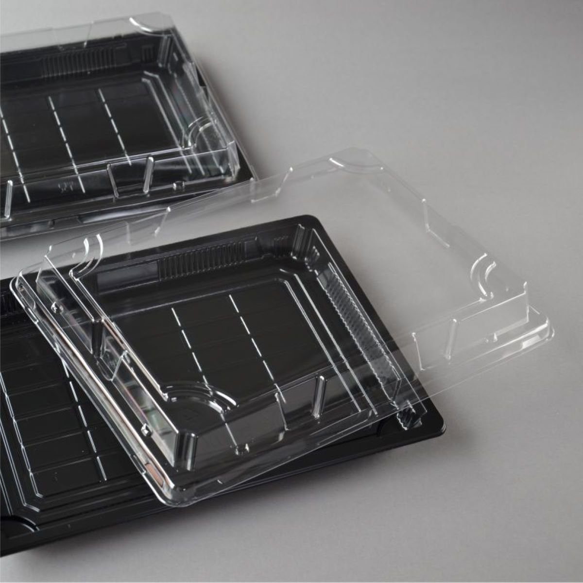 mit OP Sushi Schalen Verpackung Einwegschale Boden, 3.0 mit Sushi (263×190×30 300 Sushi mm), wellenförmigen Box Stück Deckel Tray