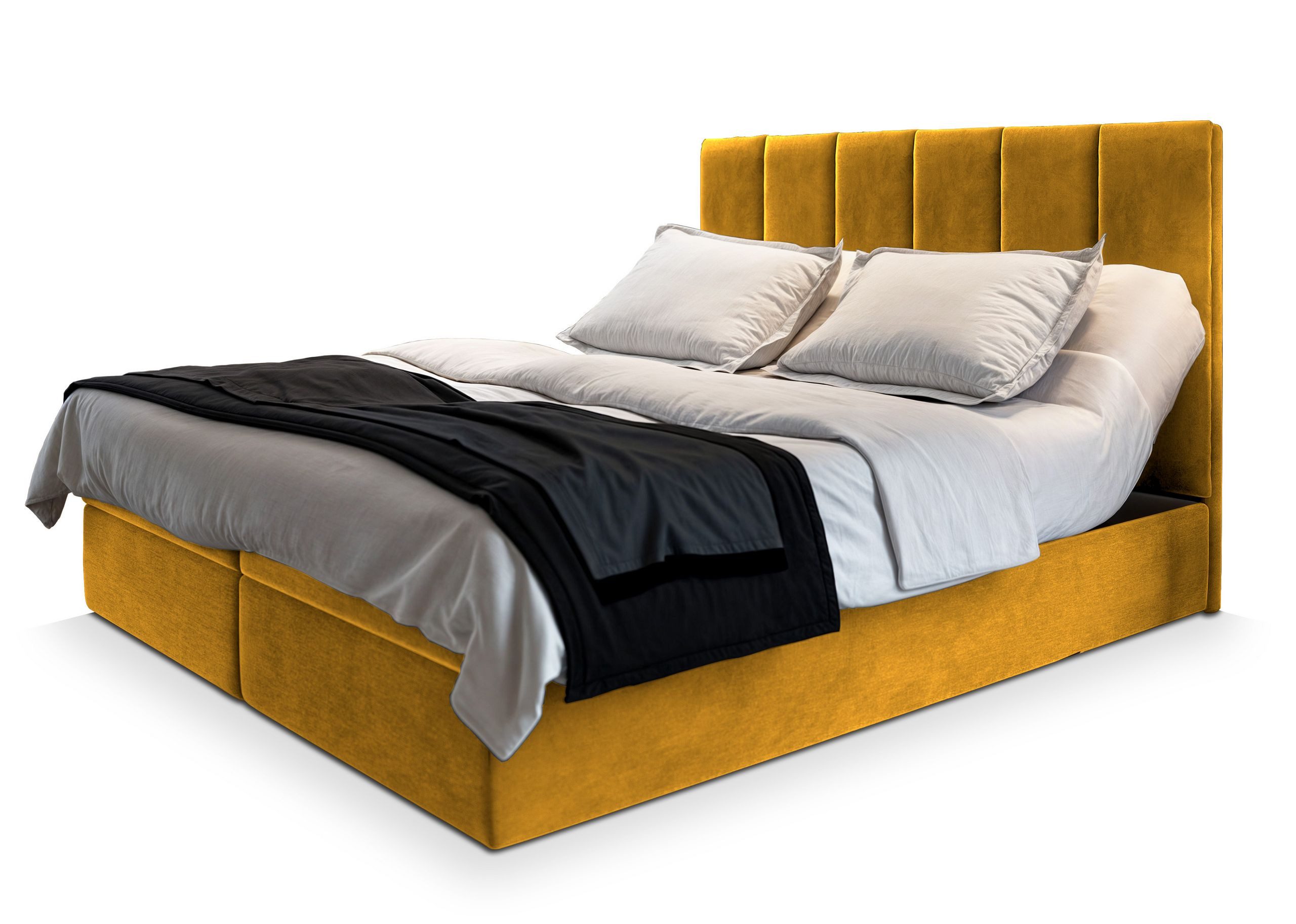 Masseno Boxbett BARINO 160x200 cm mit Bonell Matratze und Topper, Doppelbett, Polsterbett mit Kopfteil, Boxspringbett – Bild 2 von 5