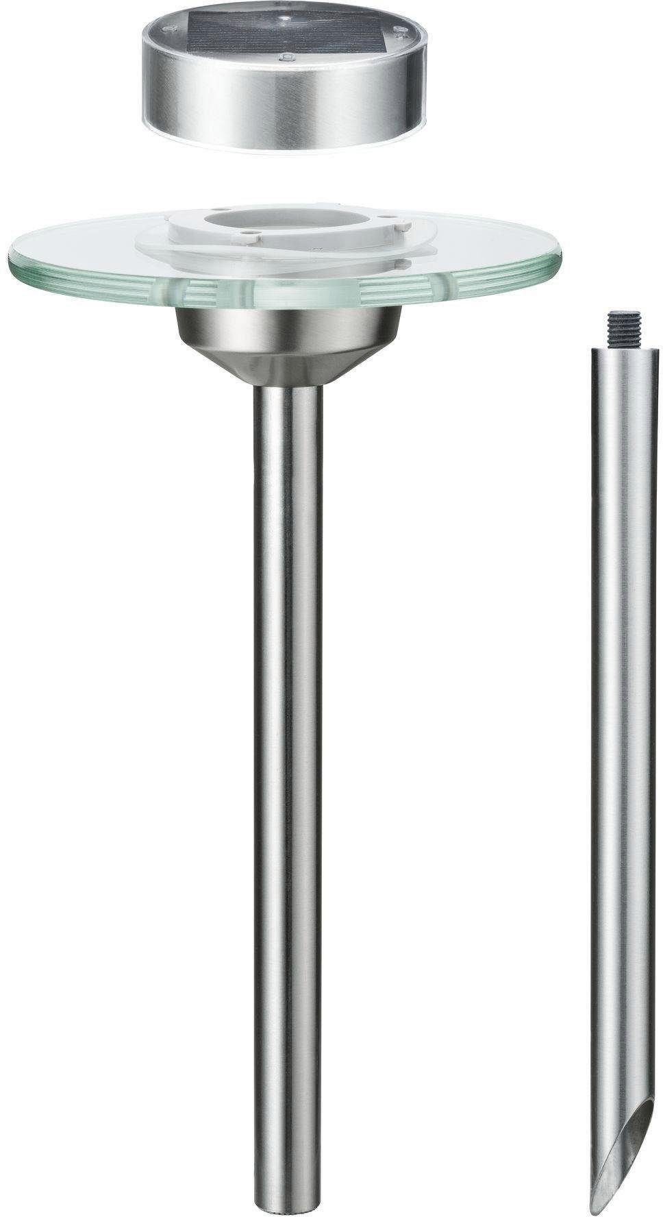 Paulmann LED Gartenleuchte Solarspieß Ufo integriert, Edelstahl/Klar fest LED-Modul Edelstahl/Glas, LED IP44 Warmweiß, 1x0,2W LED