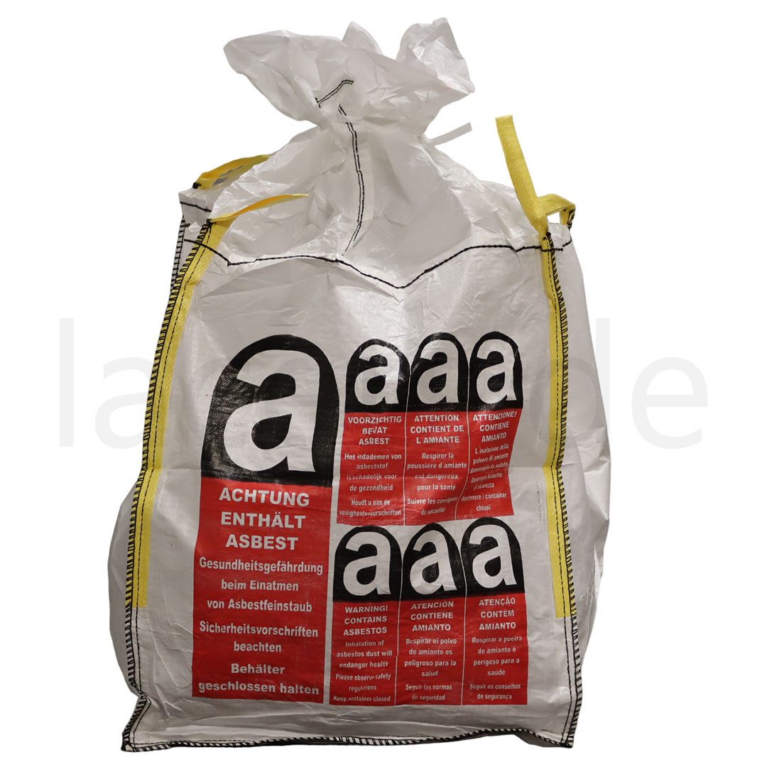 Lacers Big Bag Lacers Big Bags Asbest 90x90x110cm mit 4 Schlaufen bis 1000 Kilogramm, Warndruck Asbest, Staubdicht, Beschichtet, SF 5:1