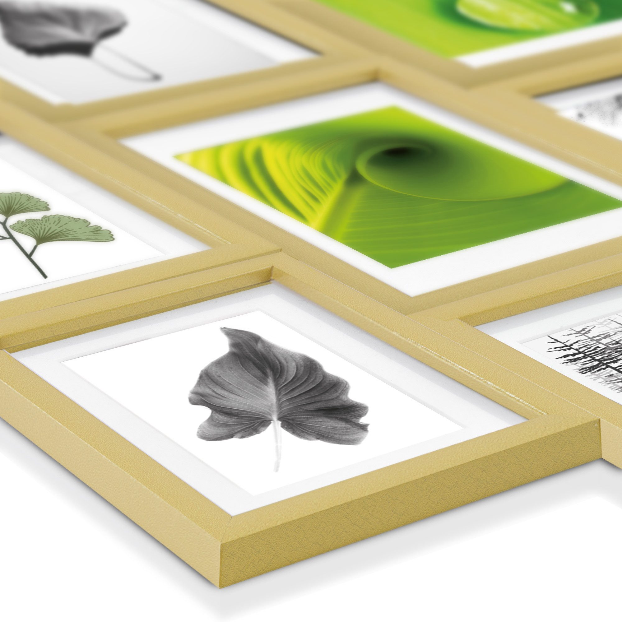 bomoe Bilderrahmen 24er Bilderrahmen Set Nature Fotorahmen Collage, Gold, 10x 10x15 cm, 8x 13x18 cm, 4x 15x20 cm, 2x 20x30 cm mit Passepartout – Bild 2 von 5